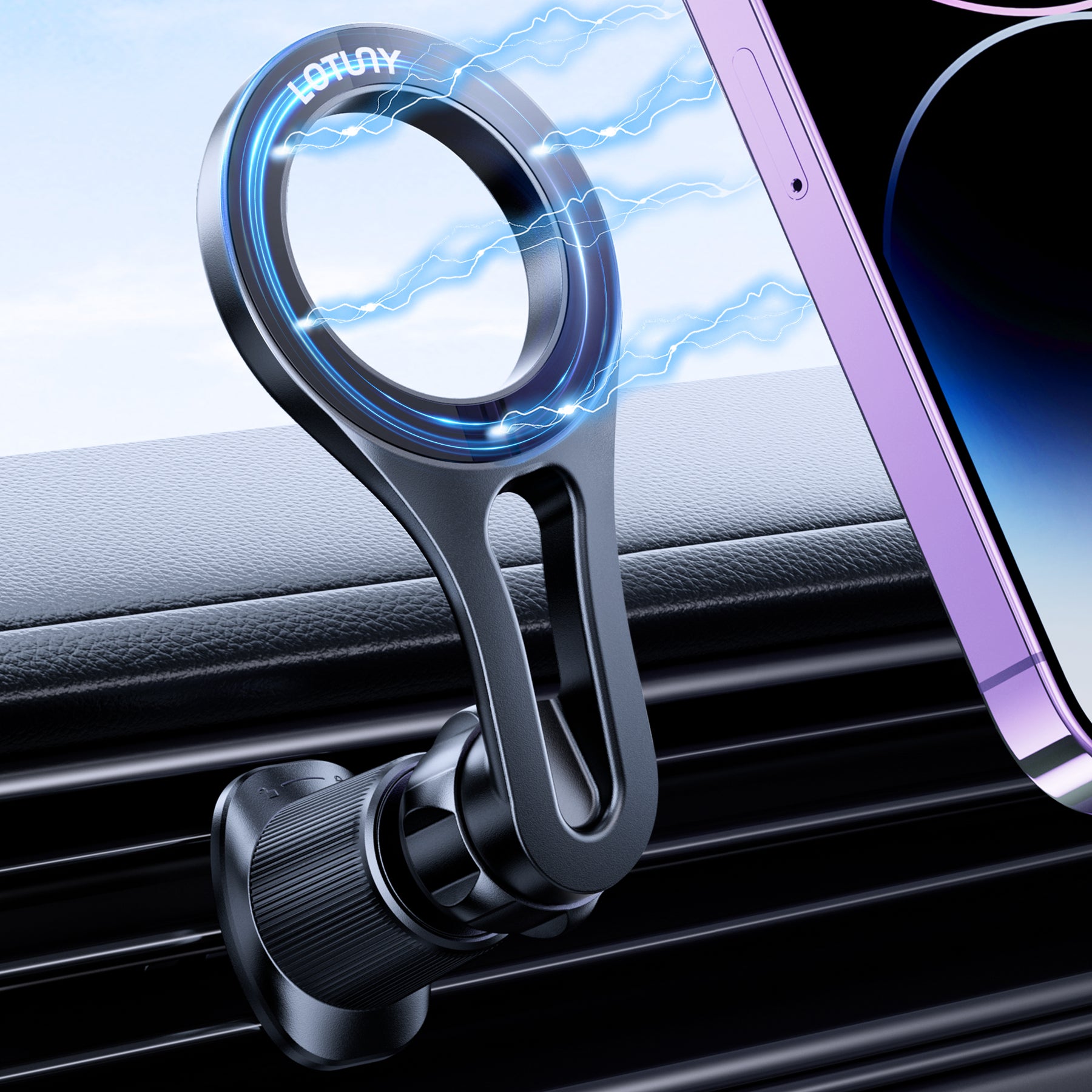 TOPK Car Phone Holder, Magnetic Phone Car Mount, 2in1 Phone Holder