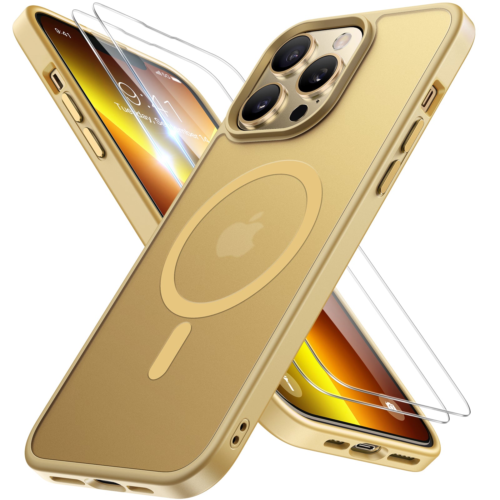 Miracase Magnetic Series for iPhone 13 Pro Max Case [Compatible with MagSafe] [with 2X Screen Protectors] Military-Grade Protection, Anti-Fingerprint, Slim Phone Case for iPhone 13 Pro Max