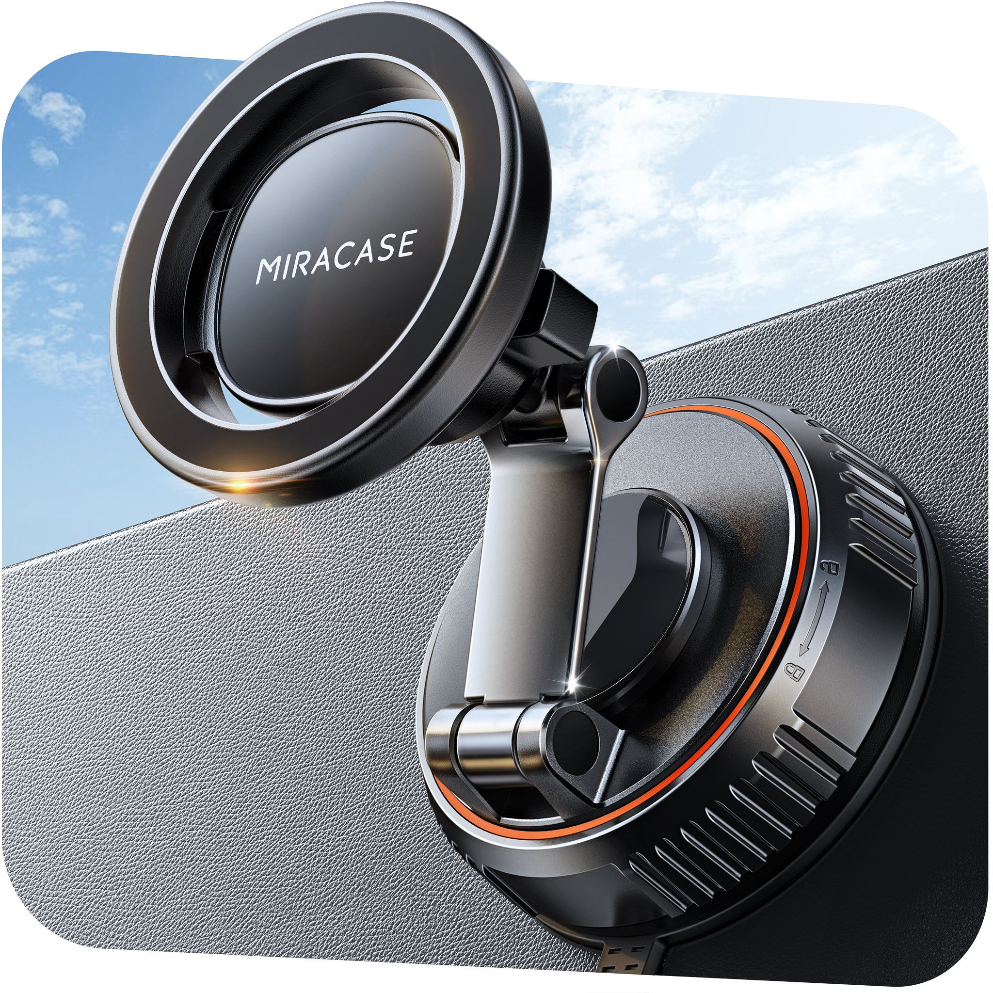 Miracase Car Phone Holder for Magsafe [Oversized Suction Base & 3600gf Magnetic] 360° Adjustable Car Phone Mount, Magnetic Phone Holder for Cars for iPhone 17-12 Pro Max Plus Air