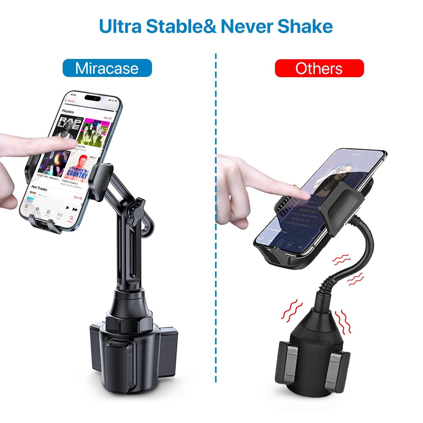 Miracase 2025 Upgraded Universal Cup Phone Holder for Car, [Rotatable & Adjustable] Long Neck Car Cup Holder Phone Mount Compatible with iPhone, Samsung, Google & More Smartphones
