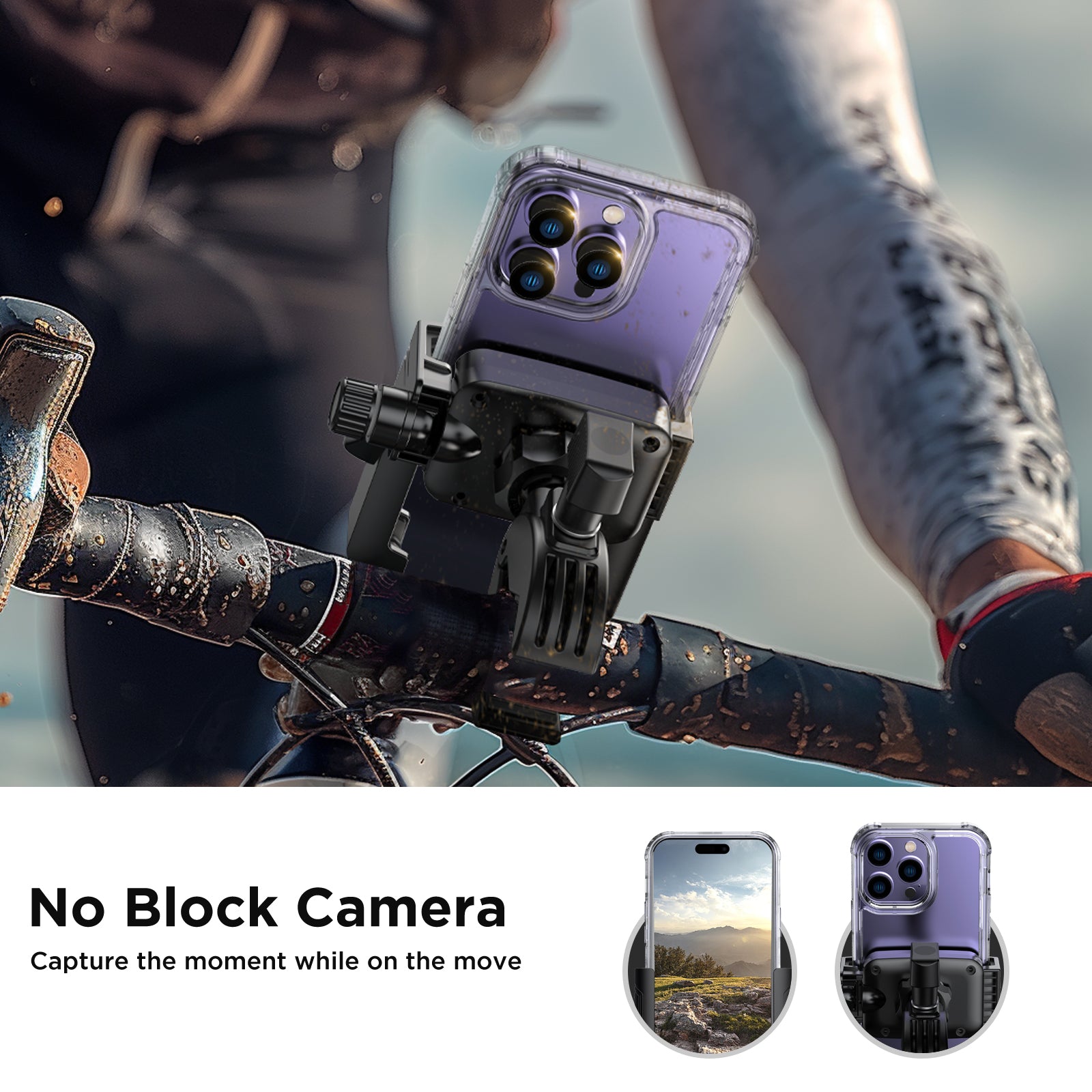 Miracase Bike Phone Holder, [Support Video Recording] Motorcycle Phone Mount, [Quick Lock] Bicycle Phone Mount Handlebar Cell Phone Clamp for Scooter, Friendly Compatible with iPhone Samsung