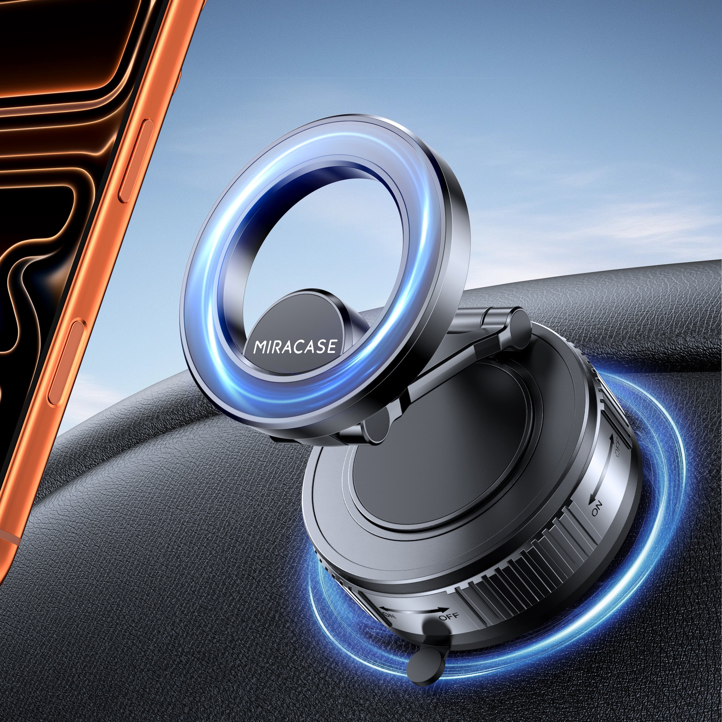 Miracase 2026 Vacuum for Magsafe Car Mount, [Strongest Suction] Magnetic Phone Holders for Your Car, 360° Adjustable Car Phone Holder Mount for iPhone 17 Pro Max 16 15 14 13 12 & All Smartphones
