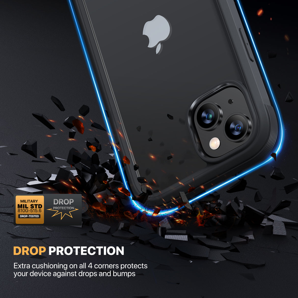 Diaclara 360° Protection Rugged Case with Built-in Touch Sensitive Anti-Scratch Screen Protector Phone Case for iPhone 15 6.1