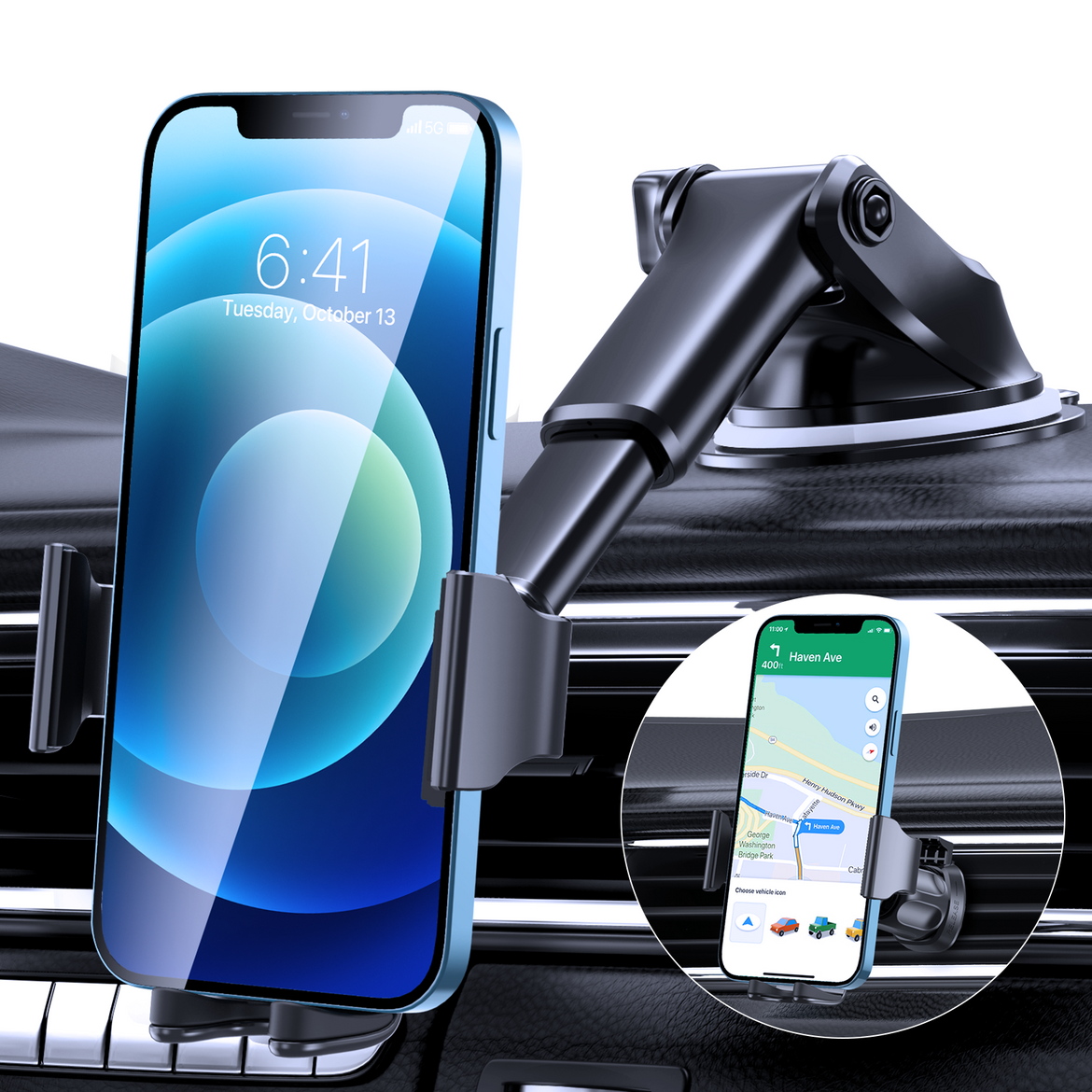 Miracase Phone Holders for Your Car with Newest Metal Hook Clip, Air Vent  Cell Phone Car Mount, Hands Free Universal Automobile Cradle Fit for iPhone  Android and All Smartphones, Classic Black : Cell Phones & Accessories 