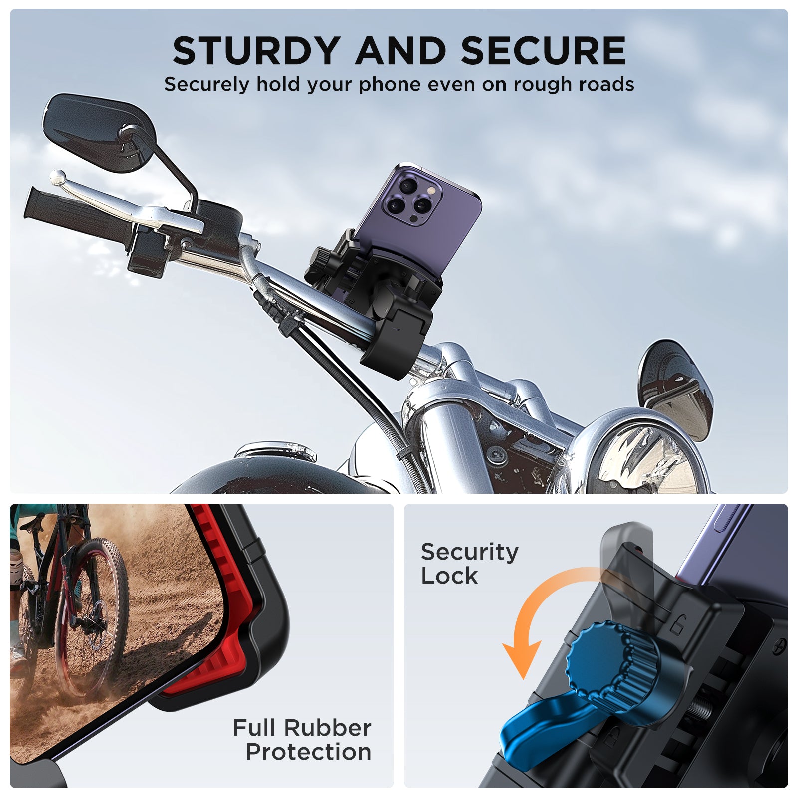 Miracase Bike Phone Holder, [Support Video Recording] Motorcycle Phone Mount, [Quick Lock] Bicycle Phone Mount Handlebar Cell Phone Clamp for Scooter, Friendly Compatible with iPhone Samsung Red
