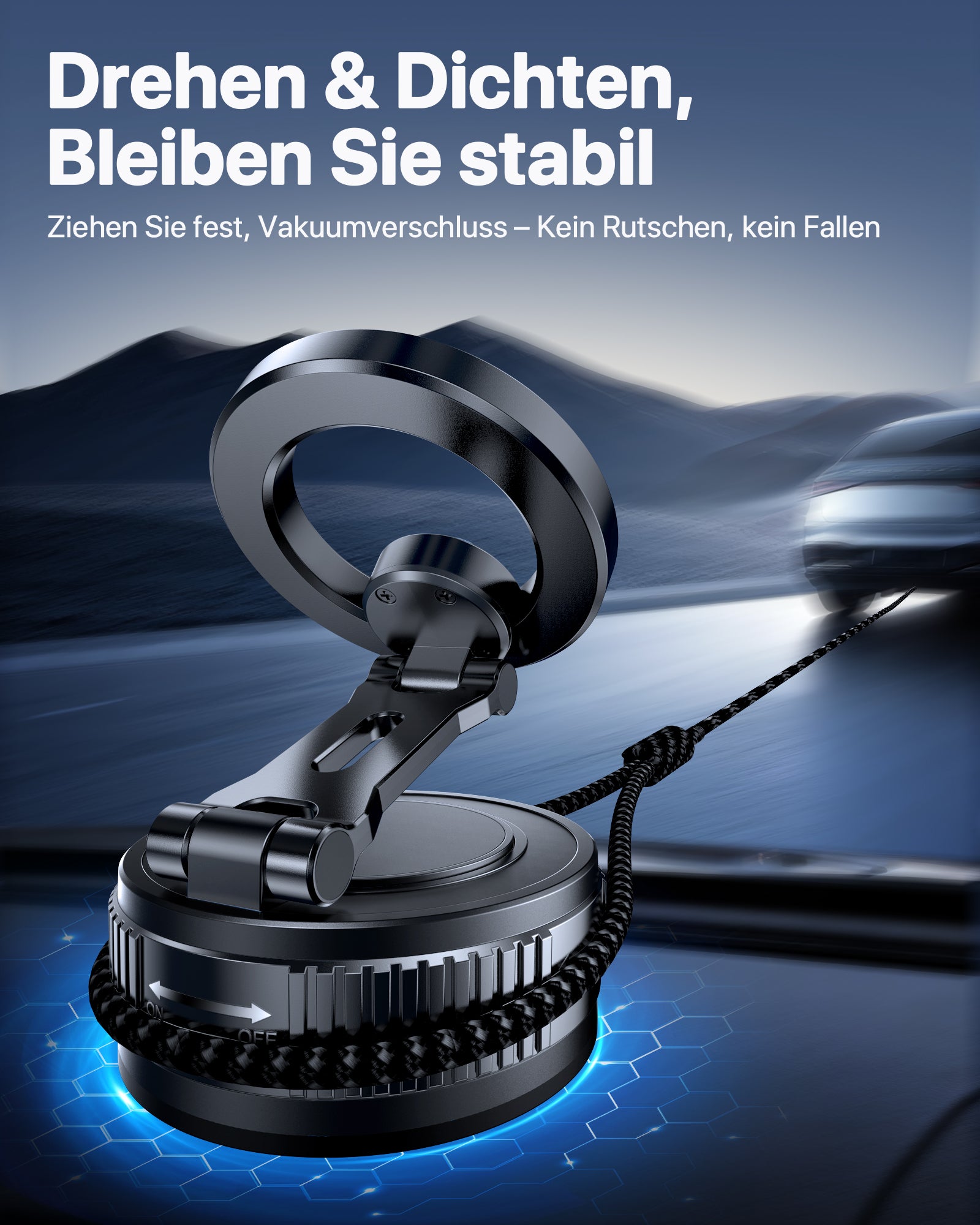 Miracase Vakuum Handyhalterung Auto für Magsafe Autohalterung [24 XN55 Magneten & Stärkster Gel ] 360° Drehbare faltbar Handyhalterung Magnet, KFZ Autohalterung für iPhone Alle Handys