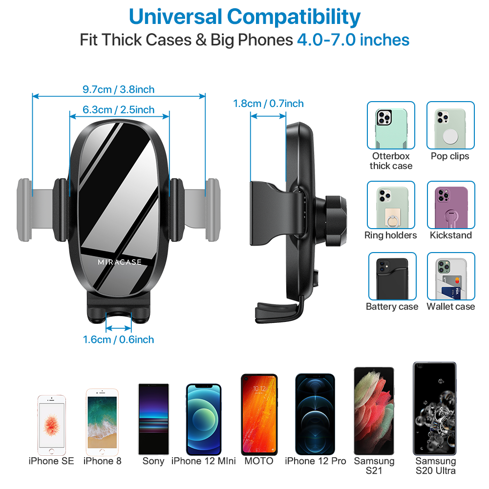 Miracase [Upgraded Version] Cup Phone Holder for Car, Universal Adjustable Long Neck Car Phone Mount Cradle Friendly Compatible with iPhone Samsung Google and All 4.0-7.0 inches Smartphones