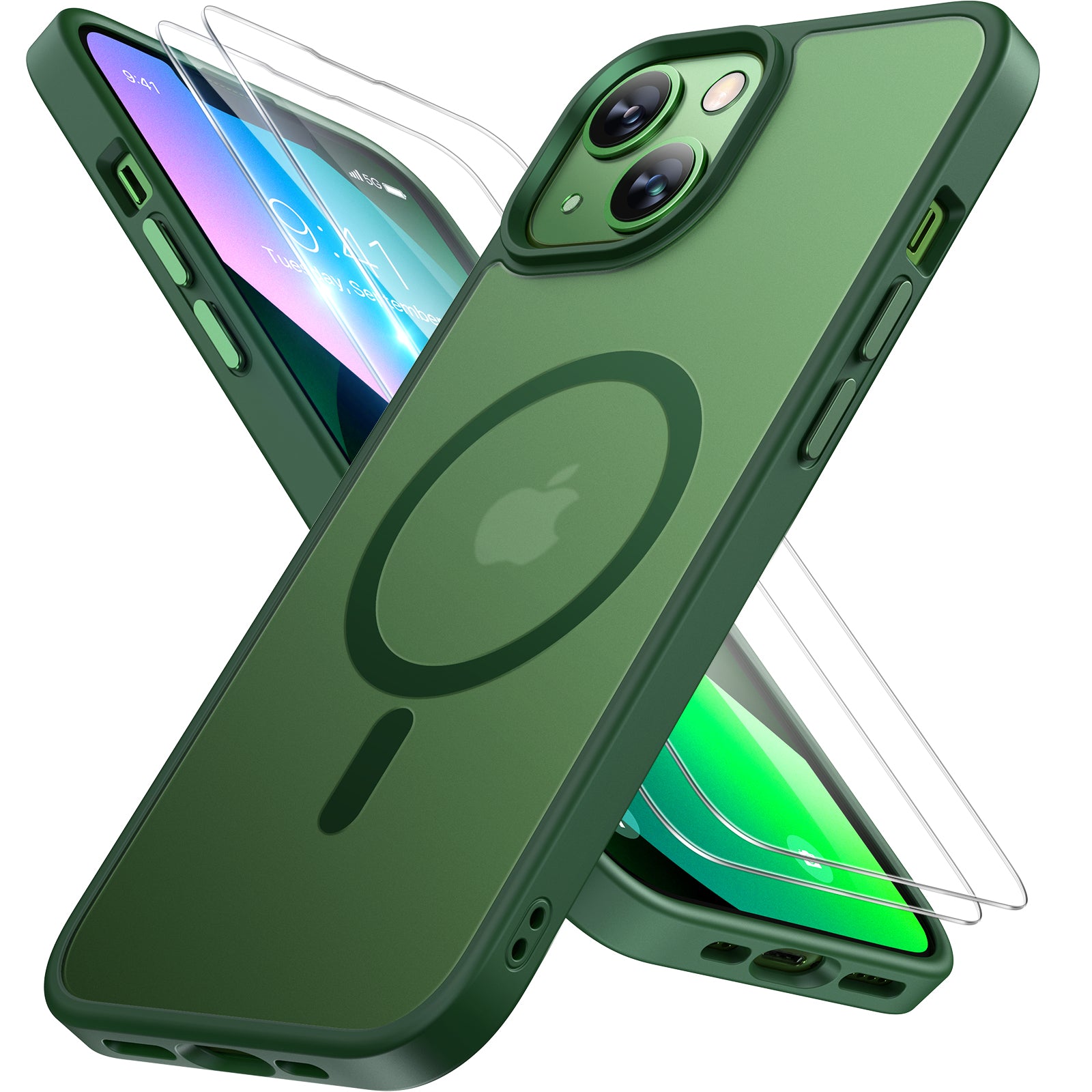 Miracase Magnetic Series for iPhone 13 Case [Compatible with MagSafe] [with 2X Screen Protectors] Military-Grade Protection, Anti-Fingerprint, Slim Design Phone Case for iPhone 13