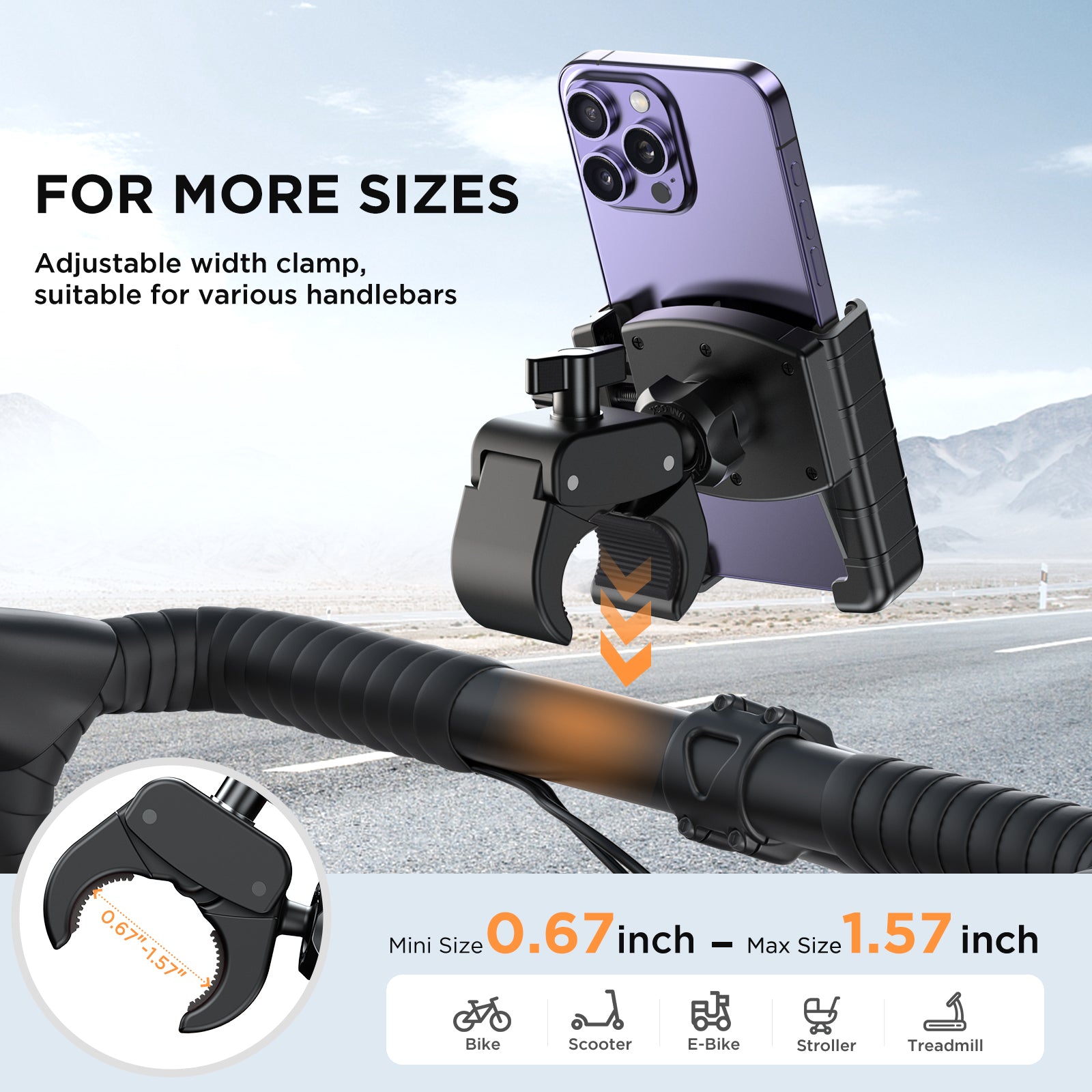 Miracase Bike Phone Holder, [Support Video Recording] Motorcycle Phone Mount, [Quick Lock] Bicycle Phone Mount Handlebar Cell Phone Clamp for Scooter, Friendly Compatible with iPhone Samsung Black