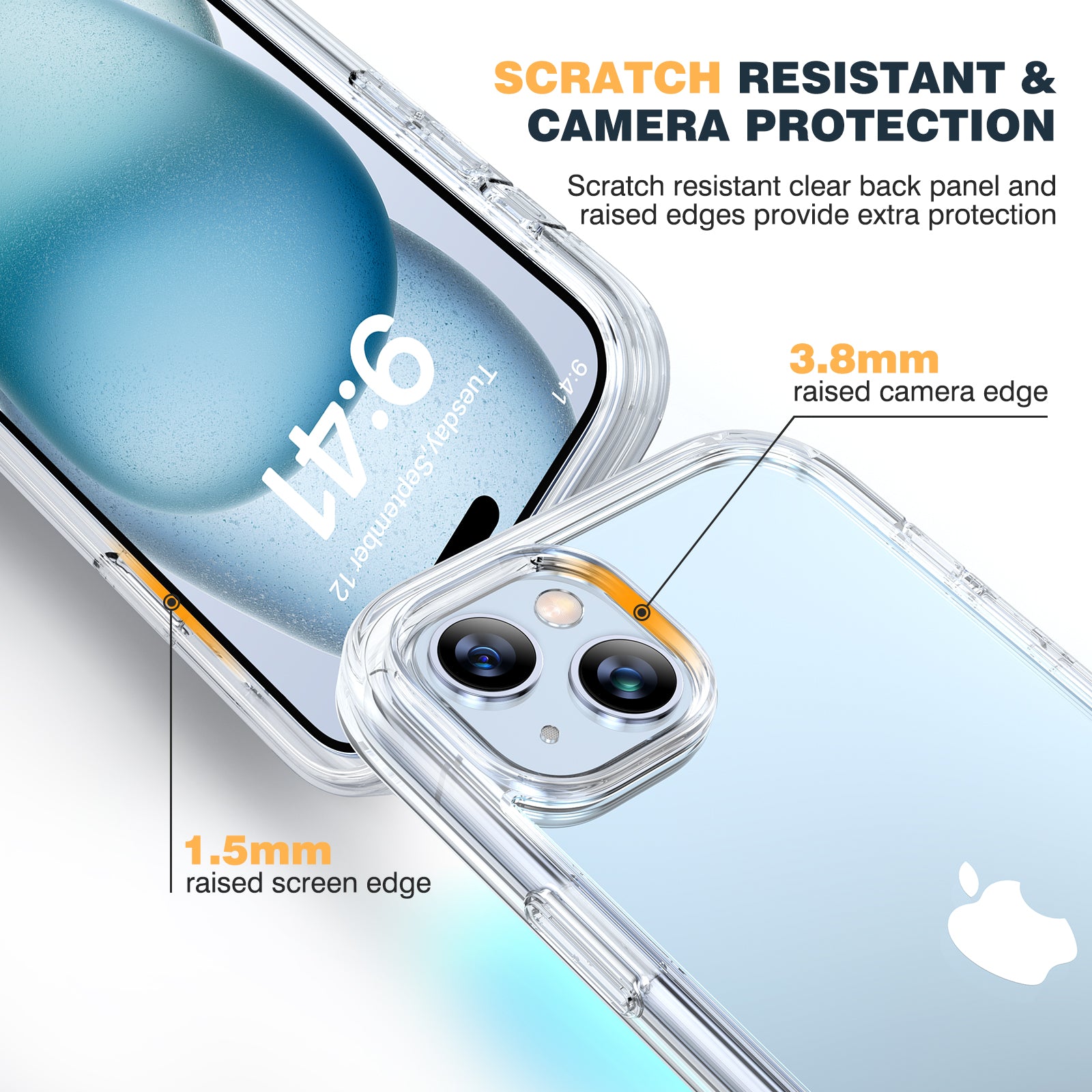 Diaclara Designed for iPhone 12 Mini Case, Full Body Rugged Blue and Clear