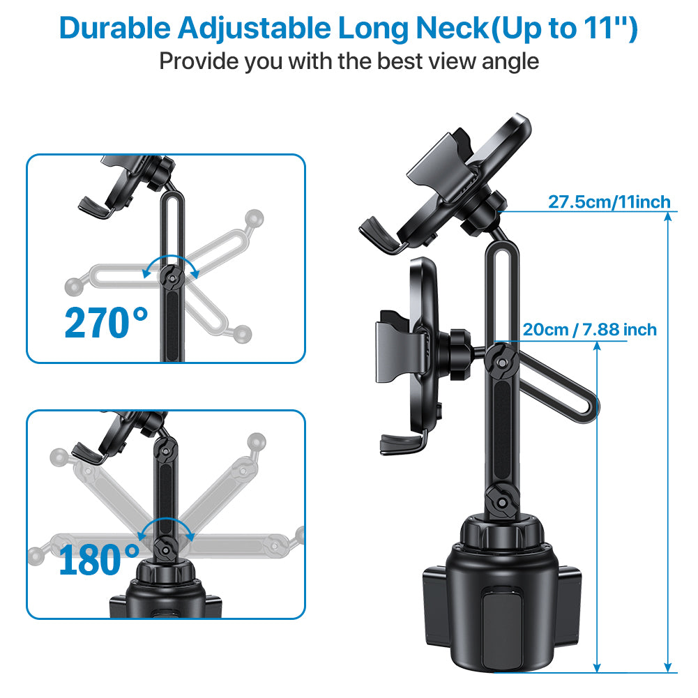 Miracase [Upgraded Version] Cup Phone Holder for Car, Universal Adjustable Long Neck Car Phone Mount Cradle Friendly Compatible with iPhone Samsung Google and All 4.0-7.0 inches Smartphones