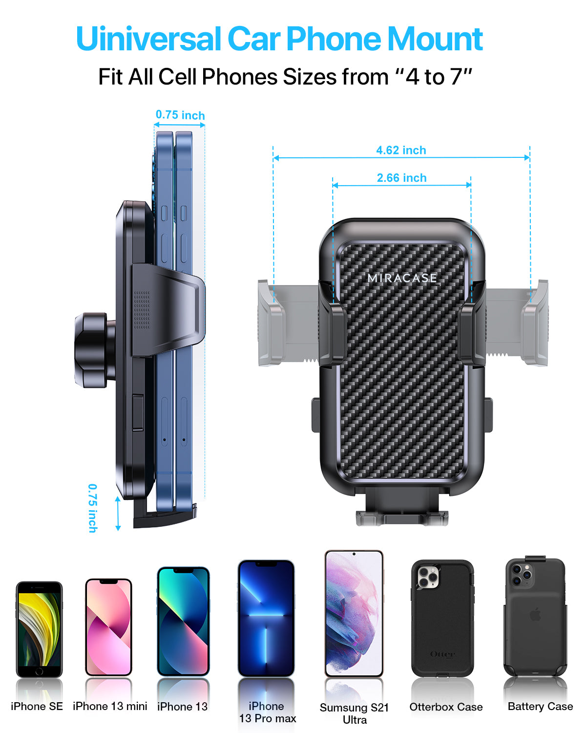 Miracase 2023 New Design Carbon Fiber Cradle Car Phone Holder Mount for Air Vent