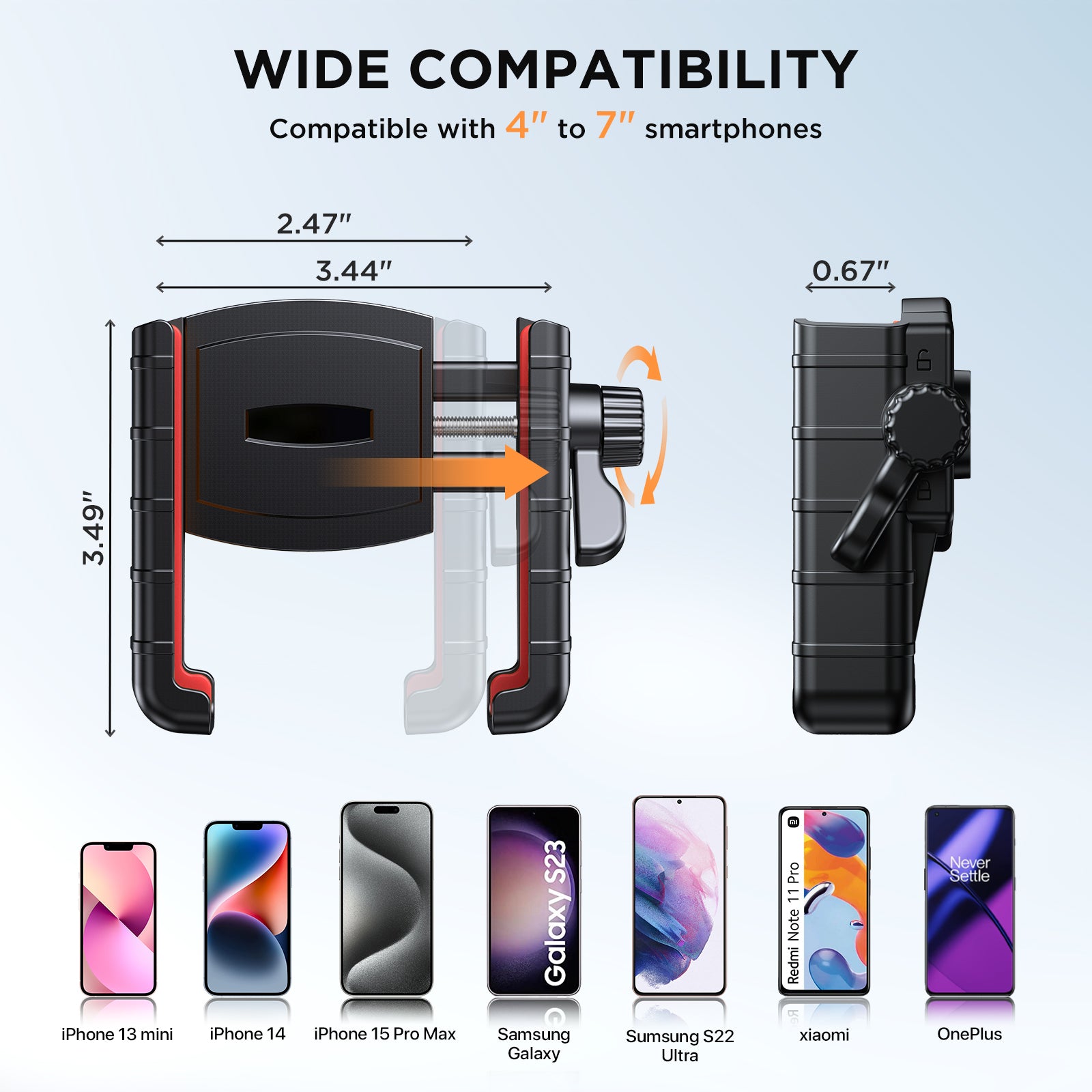 Miracase Bike Phone Holder, [Support Video Recording] Motorcycle Phone Mount, [Quick Lock] Bicycle Phone Mount Handlebar Cell Phone Clamp for Scooter, Friendly Compatible with iPhone Samsung Red