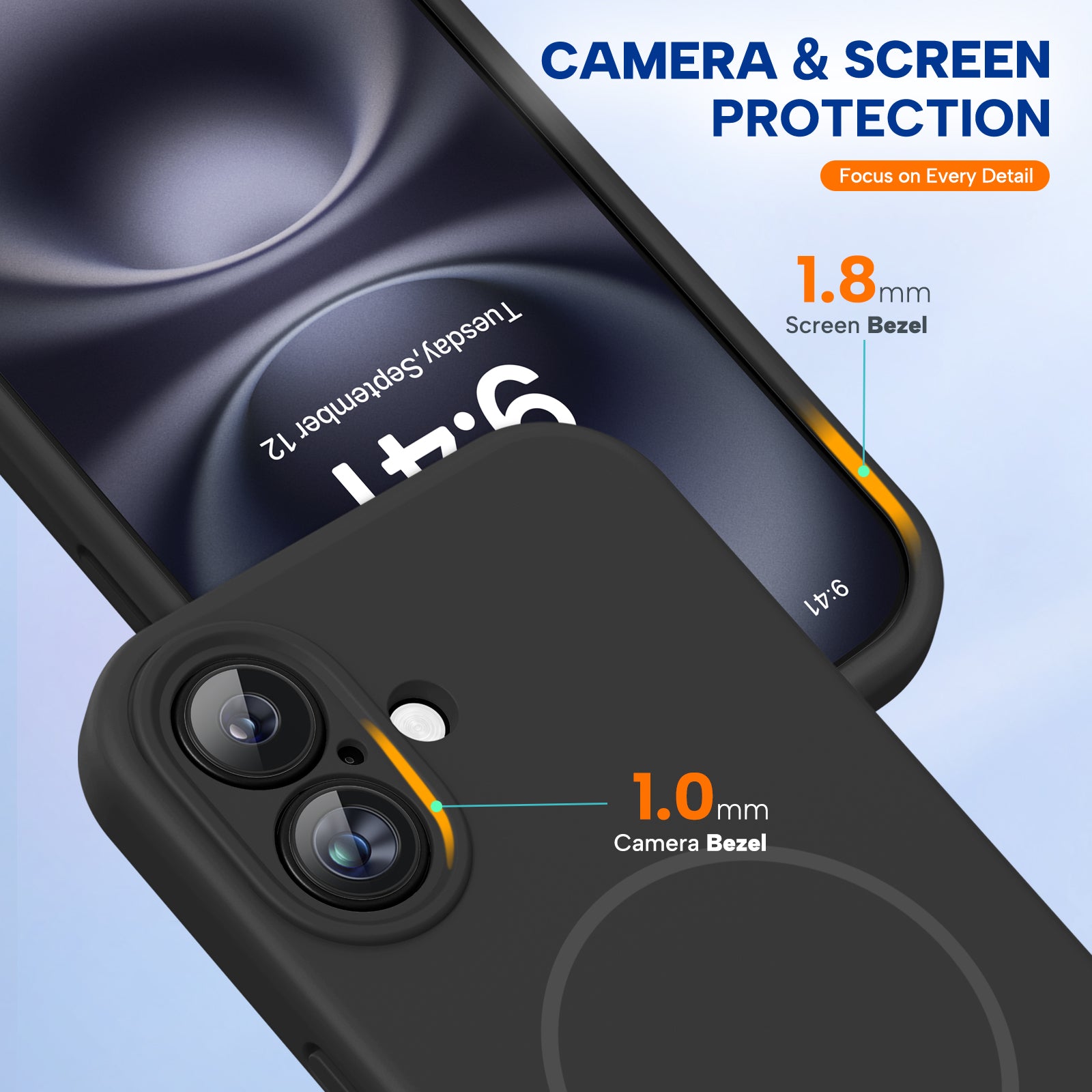 Miracase Compatible with iPhone 16 Case, [Soft Anti-Scratch Microfiber Lining], Compatible with MagSafe, Liquid Silicone Case Shockproof Drop Protection Phone Case for 16,Black
