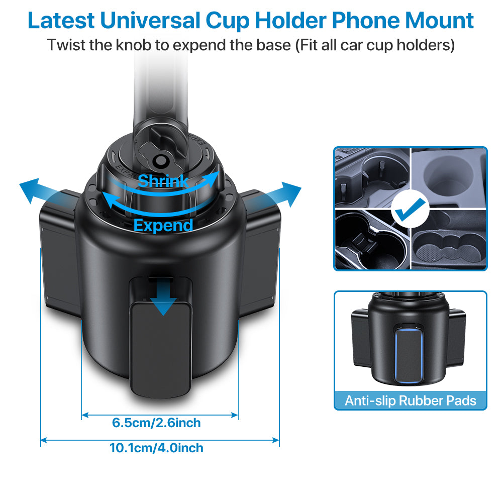 Miracase [Upgraded Version] Cup Phone Holder for Car, Universal Adjustable Long Neck Car Phone Mount Cradle Friendly Compatible with iPhone Samsung Google and All 4.0-7.0 inches Smartphones