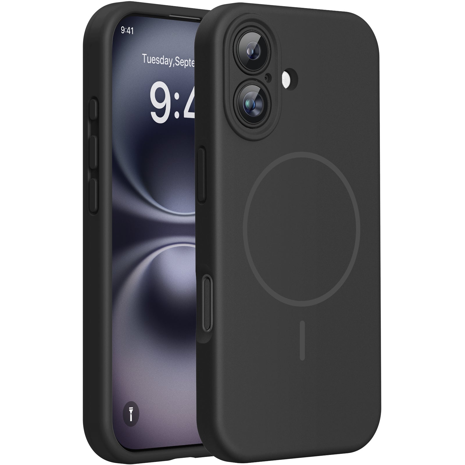 Miracase Compatible with iPhone 16 Case, [Soft Anti-Scratch Microfiber Lining], Compatible with MagSafe, Liquid Silicone Case Shockproof Drop Protection Phone Case for 16,Black