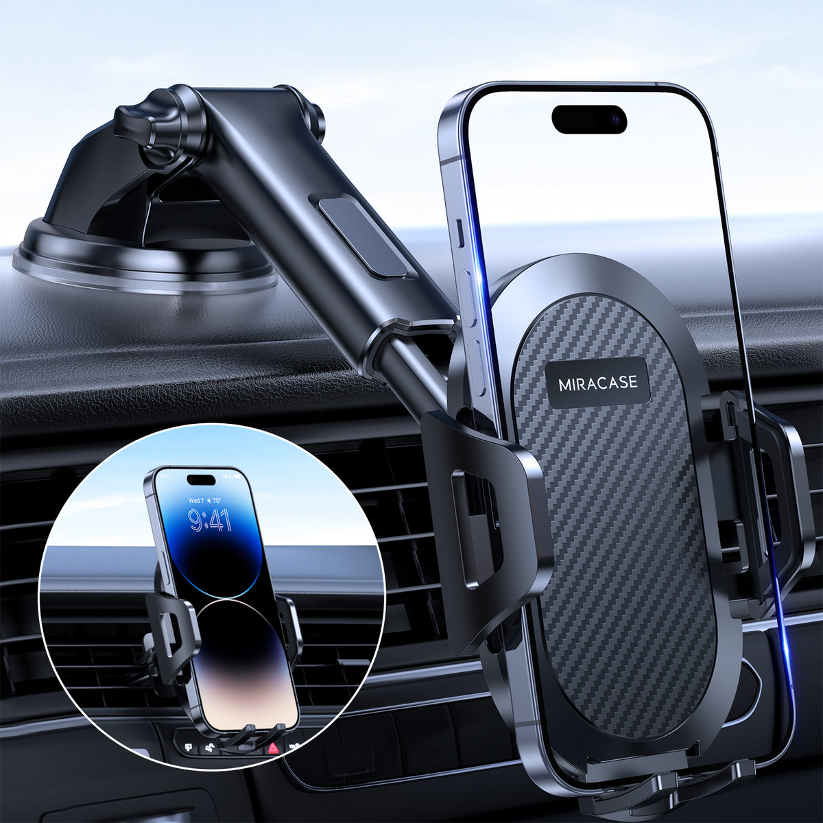 Miracase 2023 Release 2 in 1 Cradle Car Phone Holder Mount for Air Vent & Dashboard