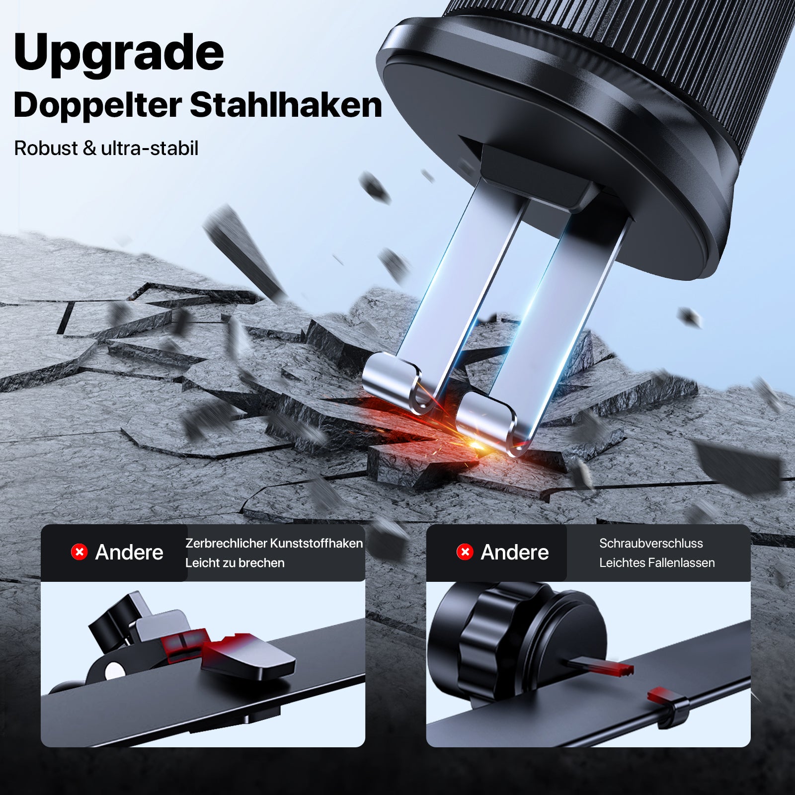 Miracase Handyhalterung Auto [Neuester Doppelhaken] Universal Handyhalter Auto Lüftung,360 Grad Drehung KFZ Handyhalterung für iPhone 17/16/15/14/13 Pro Max Plus/Samsung und 4-7 Zoll Smartphone