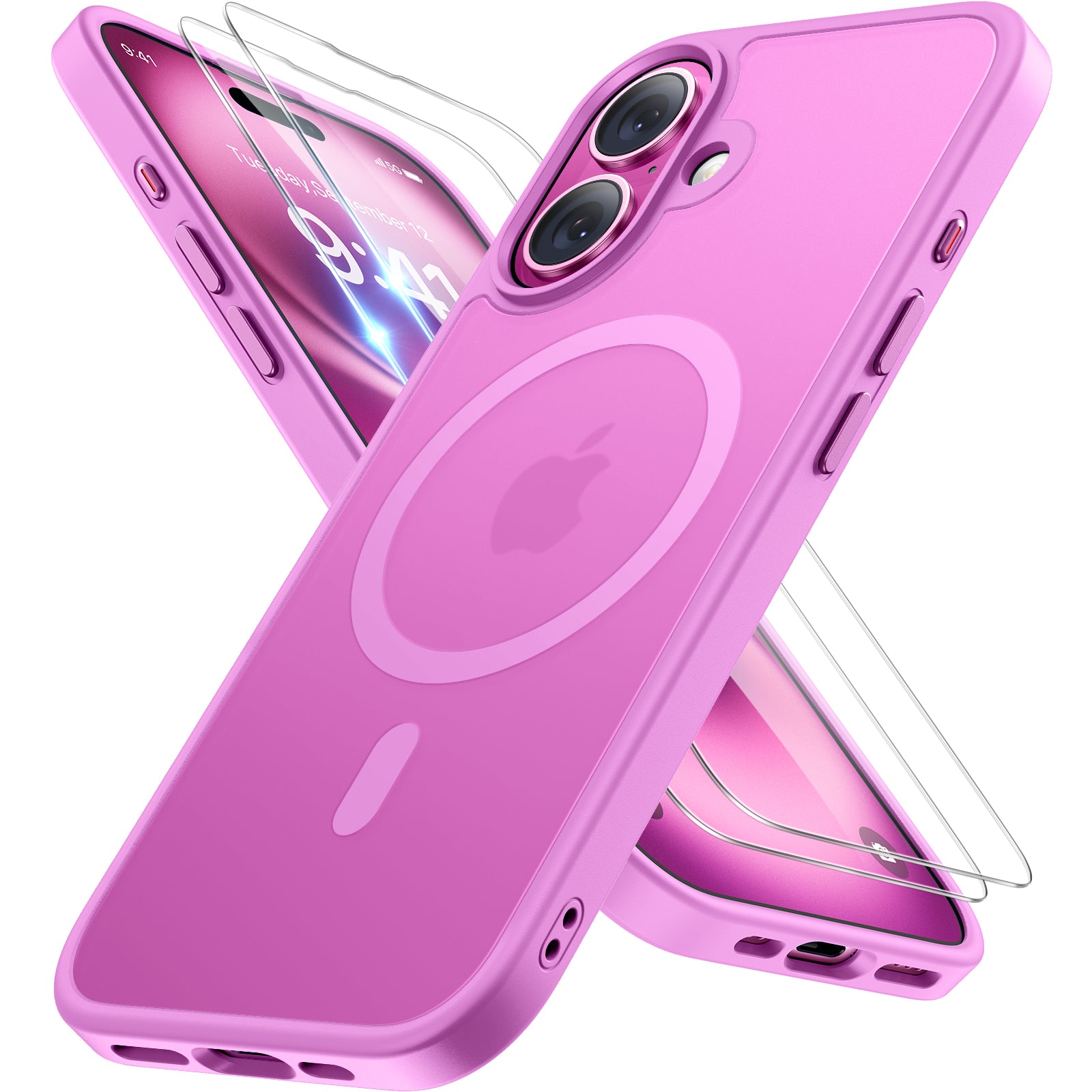 Miracase Magnetic Series for iPhone 16 Plus Case [Compatible with MagSafe] [with 2X Screen Protectors] Military-Grade Protection, Anti-Fingerprint, Slim Phone Case for 16 Plus 6.7 inch