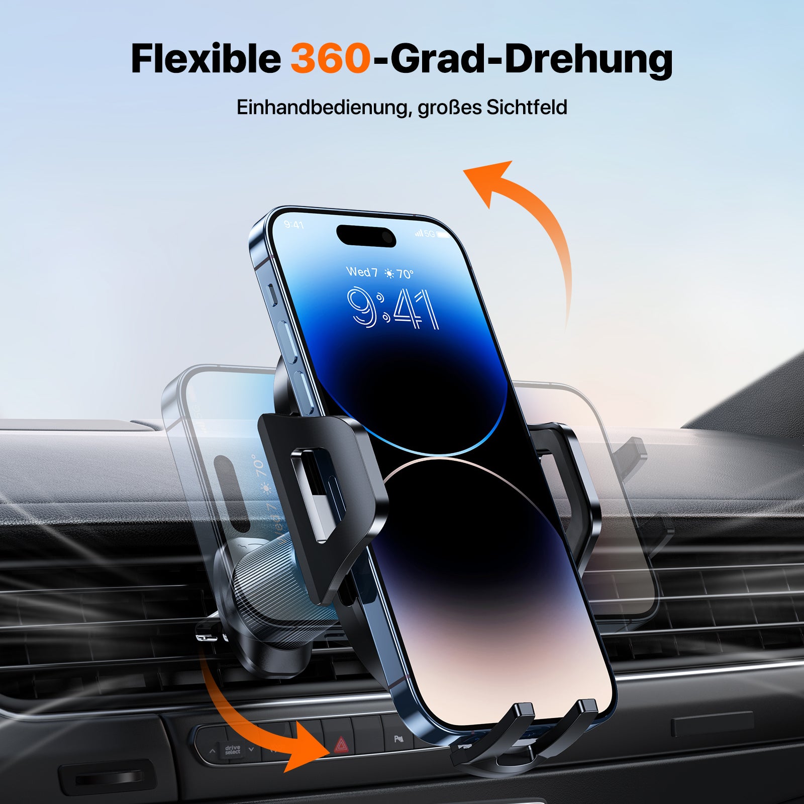 Miracase Handyhalterung Auto [Neuester Doppelhaken] Universal Handyhalter Auto Lüftung,360 Grad Drehung KFZ Handyhalterung für iPhone 17/16/15/14/13 Pro Max Plus/Samsung und 4-7 Zoll Smartphone