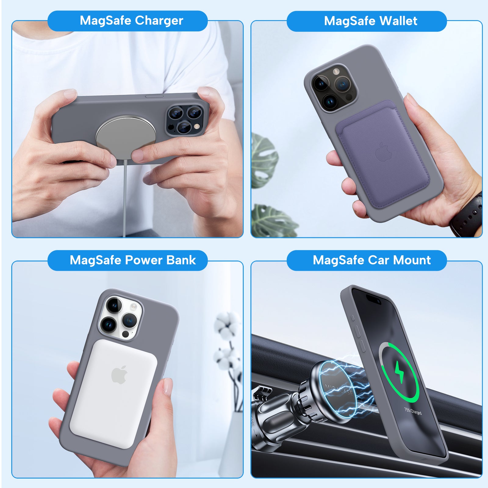 Miracase Designed for iPhone 15 Pro Max Case,[Compatible with MagSafe], [with 2 Pack Screen Protectors],Shockproof Liquid Silicone Professional Case with Microfiber Lining,6.7 inch