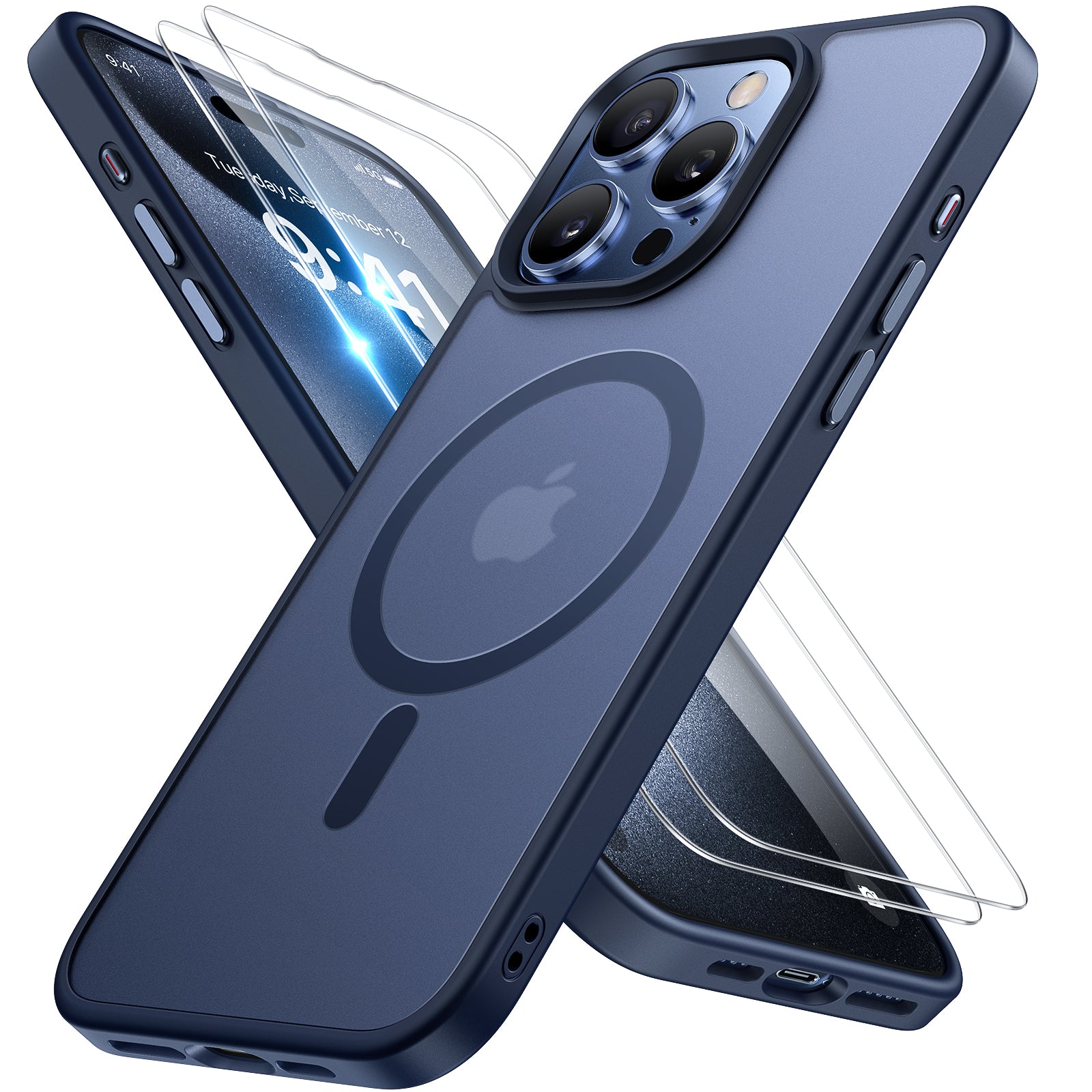 Miracase Magnetic Series for iPhone 14 Pro Case [Compatible with MagSafe] [with 2X Screen Protectors] Military-Grade Protection, Anti-Fingerprint, Slim Phone Case for iPhone 14 Pro