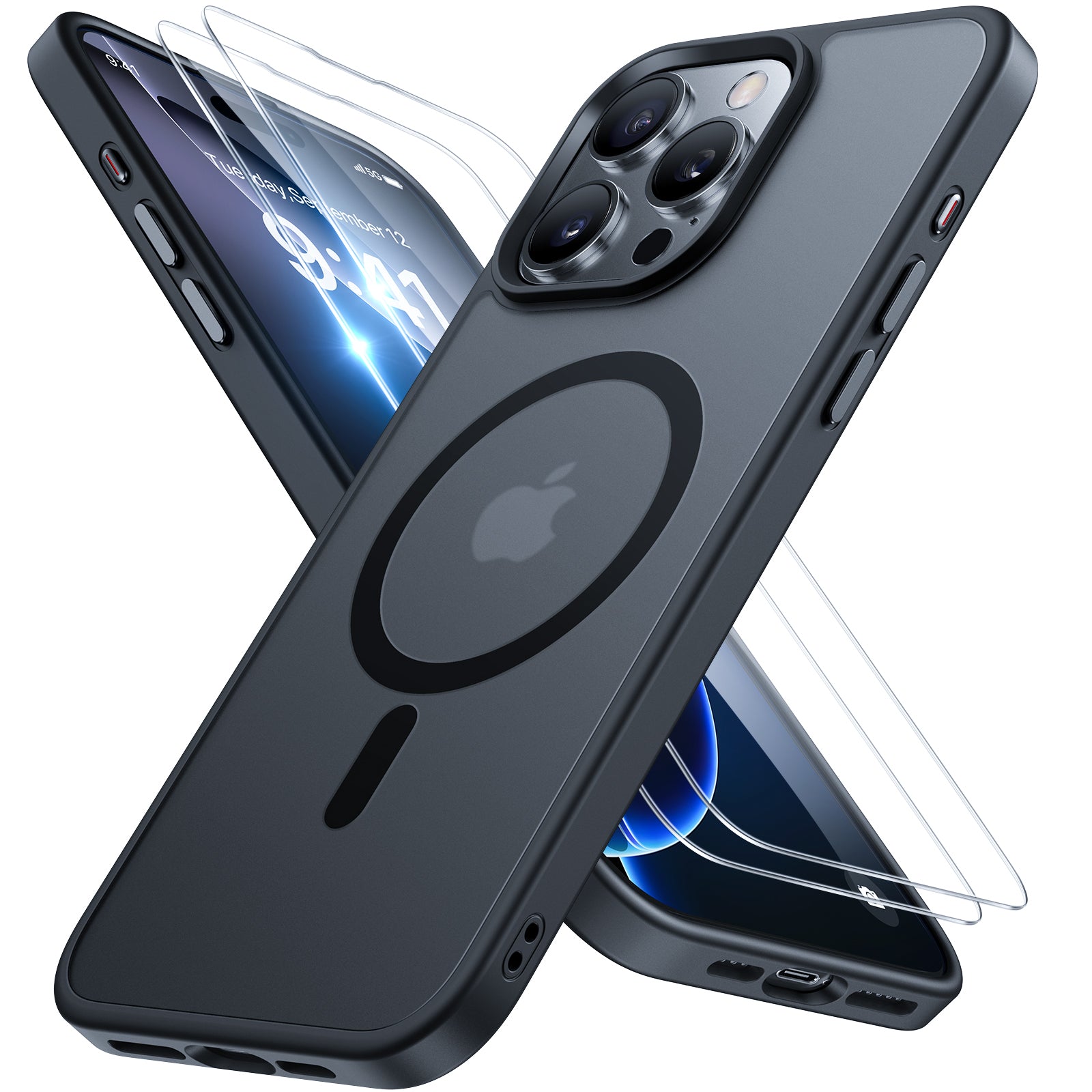 Miracase Magnetic Series for iPhone 16 Pro Case [Compatible with MagSafe] [with 2X Screen Protectors] Military-Grade Protection, Anti-Fingerprint, Slim Phone Case for 16 Pro 6.3 inch