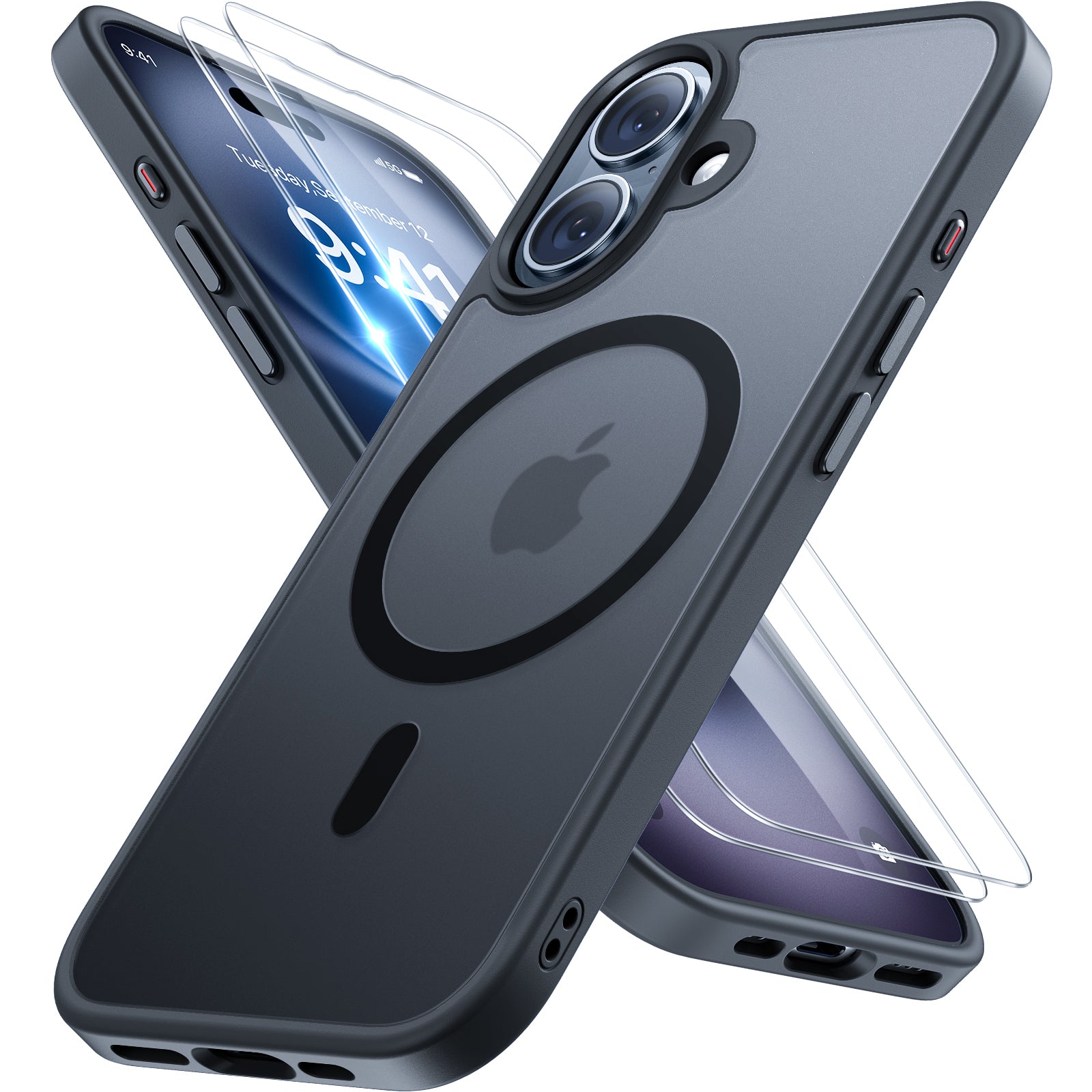 Miracase Magnetic Series for iPhone 16 Plus Case [Compatible with MagSafe] [with 2X Screen Protectors] Military-Grade Protection, Anti-Fingerprint, Slim Phone Case for 16 Plus 6.7 inch