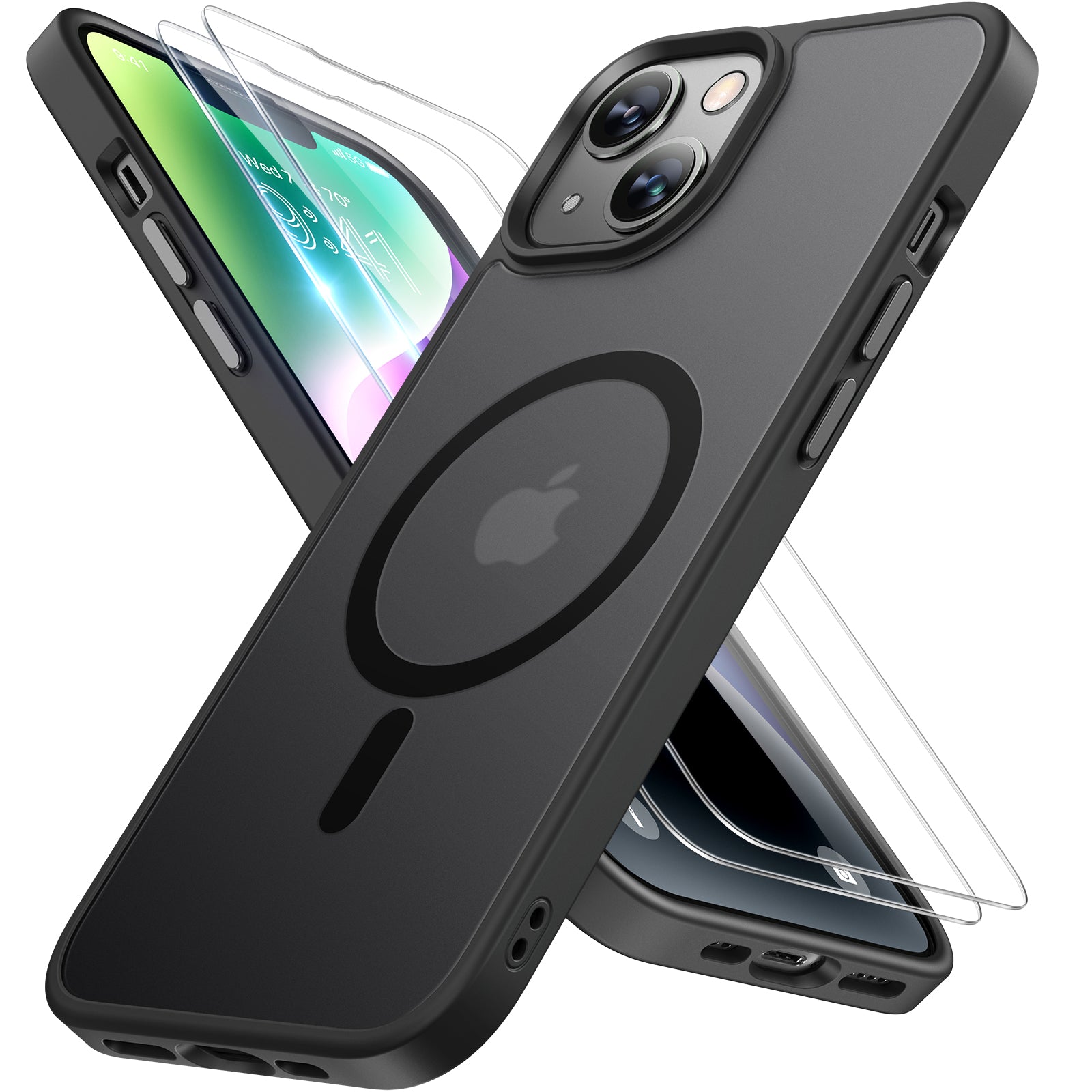 Miracase Magnetic Series for iPhone 14 Case [Compatible with MagSafe] [with 2X Screen Protectors] Military-Grade Protection, Anti-Fingerprint, Slim Design Phone Case for iPhone 14