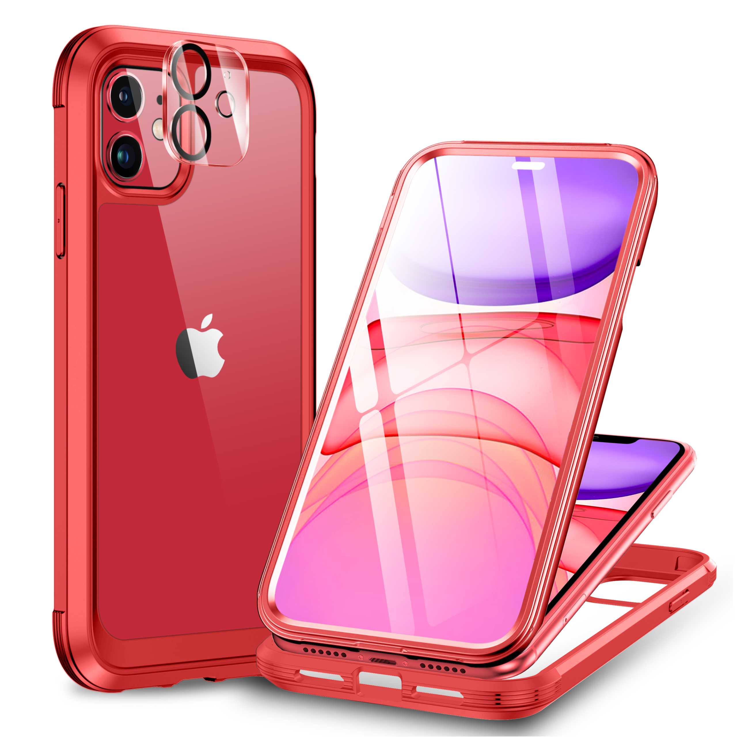 Miracase Glass Series for iPhone 11 Case [with Camera Lens Protector] Full-Body Rugged Bumper Case with Built-in 9H Tempered Glass Screen Protector Compatible with iPhone 11 6.1 inch