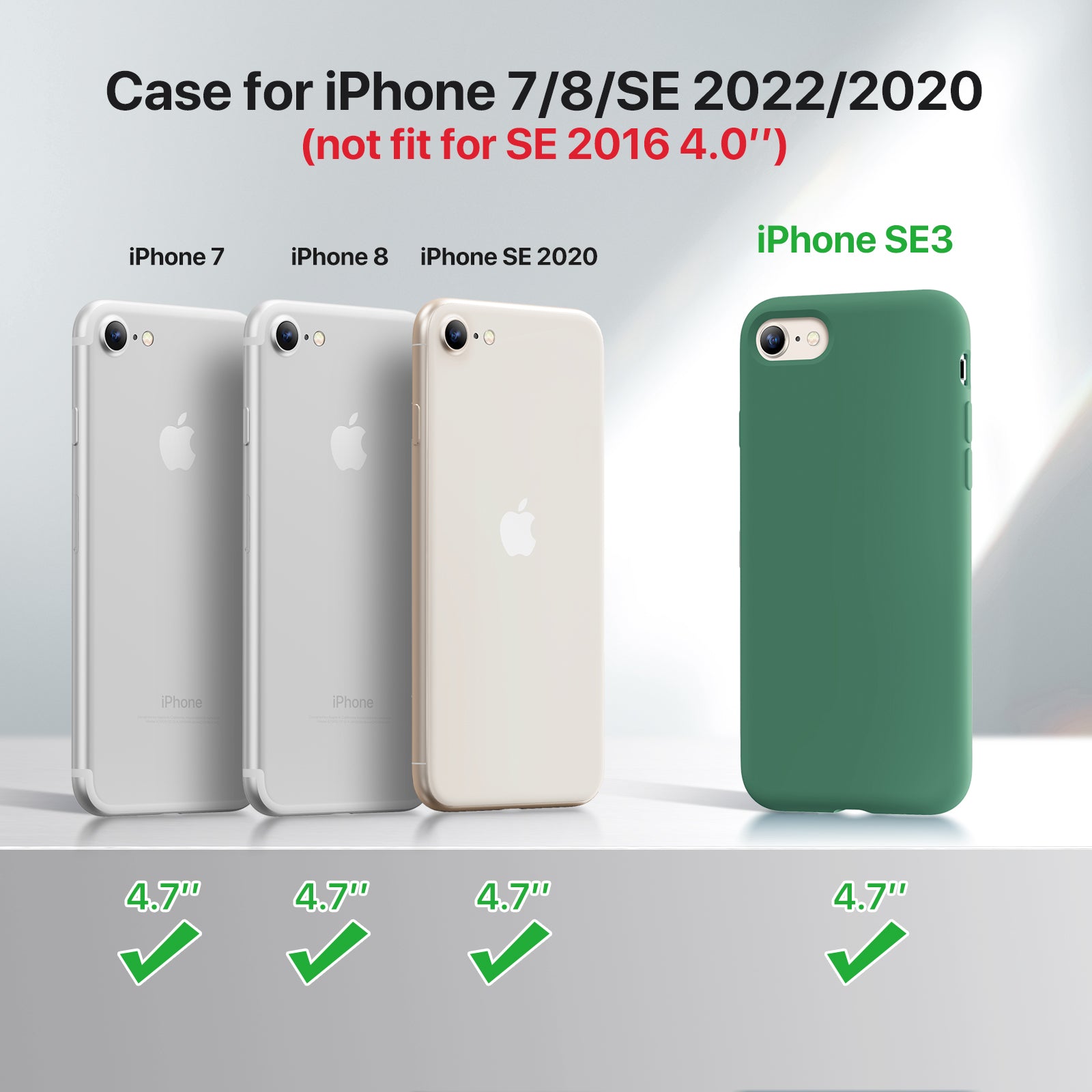 Miracase Ultra Slim Designed for iPhone SE Case 2022(3-rd Gen)/iPhone SE 2020 Case/iPhone 7 Case/iPhone 8 Case with Screen Protector, Multi-color Silicone Shockproof Phone Case(Acacia Green)