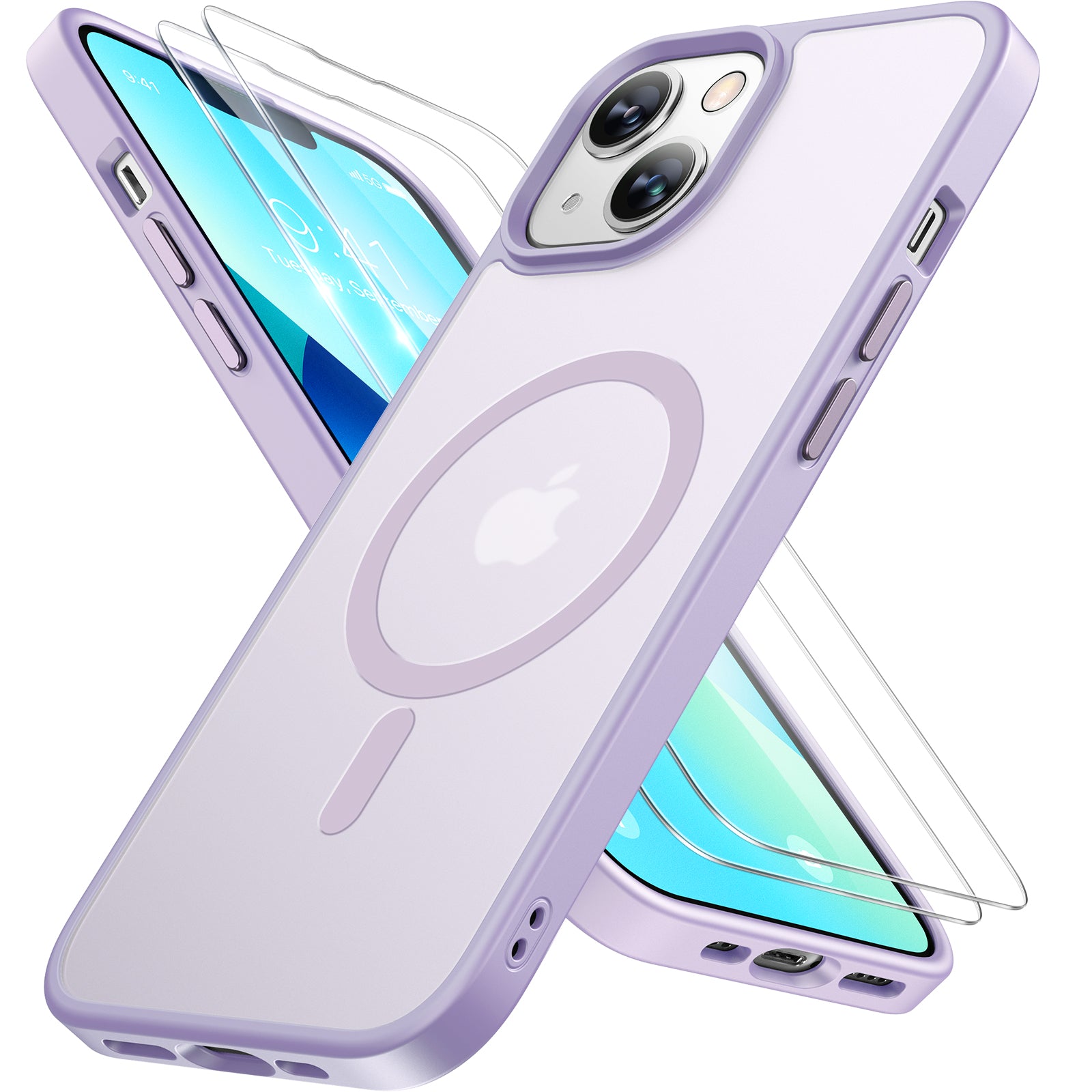 Miracase Magnetic Series for iPhone 14 Plus Case [Compatible with MagSafe] [with 2X Screen Protectors] Military-Grade Protection, Anti-Fingerprint, Slim Design Phone Case for iPhone 14 Plus