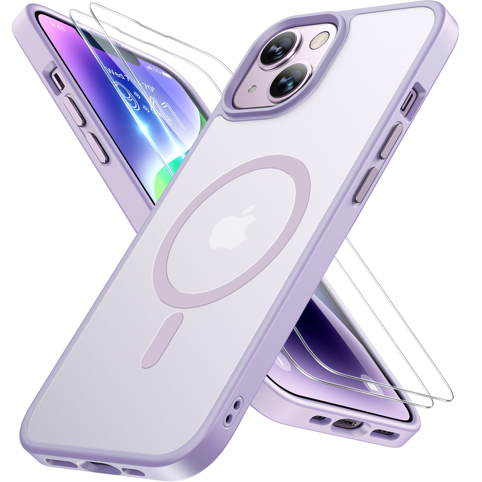 Miracase Magnetic Series for iPhone 14 Case [Compatible with MagSafe] [with 2X Screen Protectors] Military-Grade Protection, Anti-Fingerprint, Slim Design Phone Case for iPhone 14