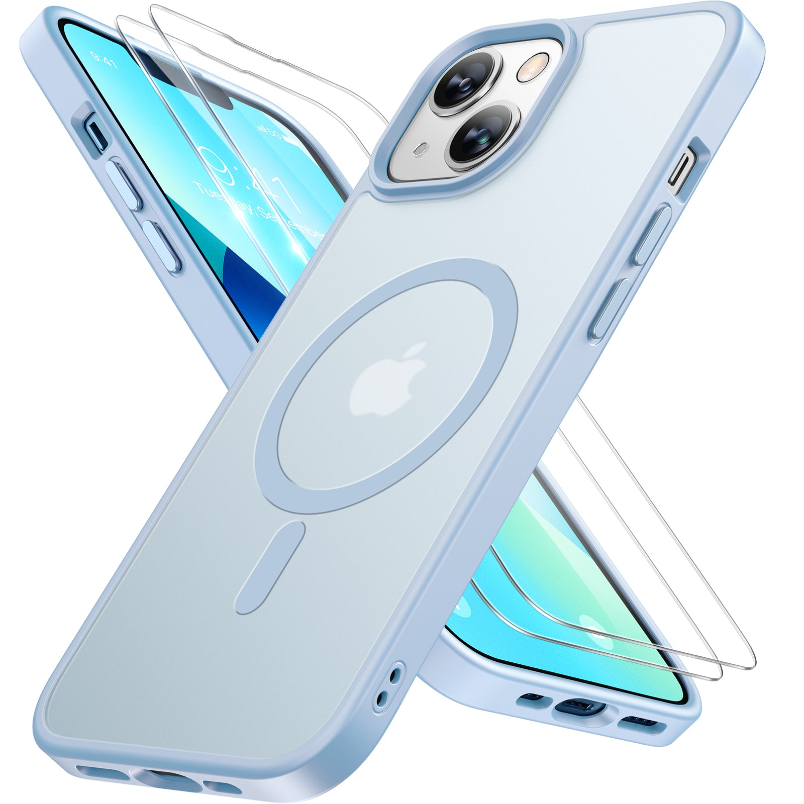 Miracase Magnetic Series for iPhone 13 Case [Compatible with MagSafe] [with 2X Screen Protectors] Military-Grade Protection, Anti-Fingerprint, Slim Design Phone Case for iPhone 13