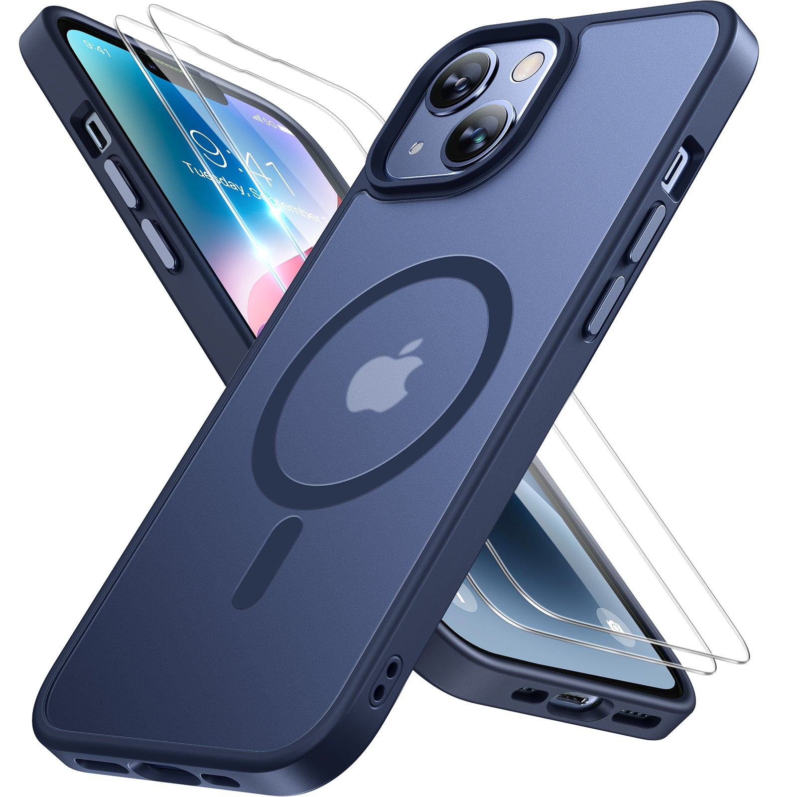 Miracase Magnetic Series for iPhone 14 Case [Compatible with MagSafe] [with 2X Screen Protectors] Military-Grade Protection, Anti-Fingerprint, Slim Design Phone Case for iPhone 14