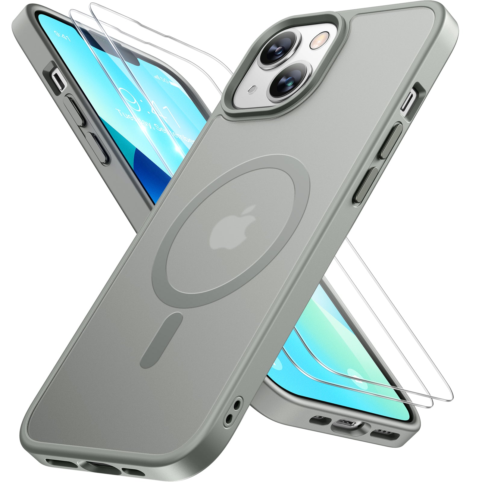 Miracase Magnetic Series for iPhone 13 Case [Compatible with MagSafe] [with 2X Screen Protectors] Military-Grade Protection, Anti-Fingerprint, Slim Design Phone Case for iPhone 13
