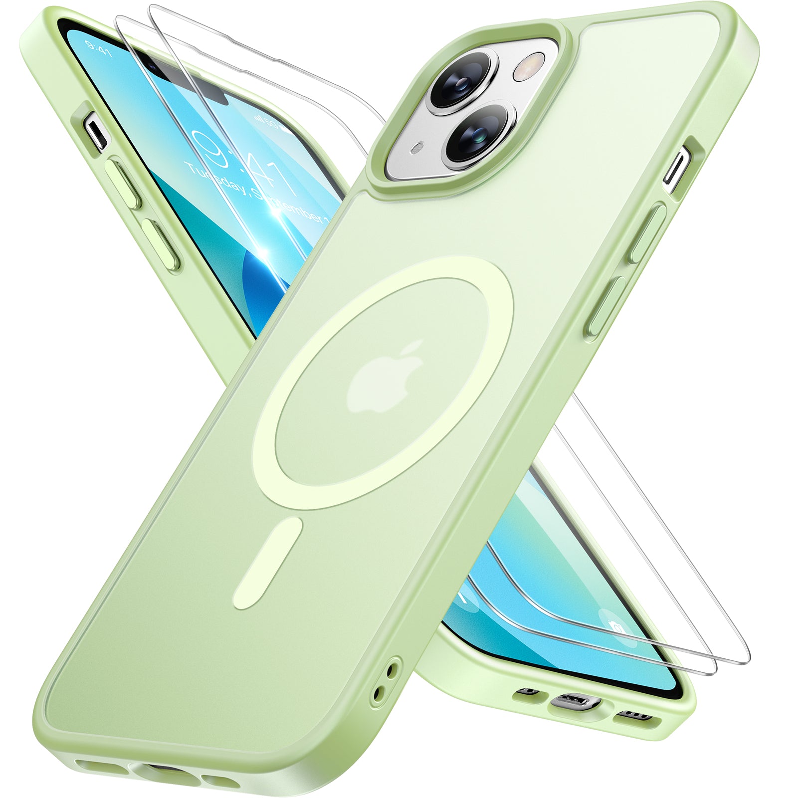 Miracase Magnetic Series for iPhone 13 Case [Compatible with MagSafe] [with 2X Screen Protectors] Military-Grade Protection, Anti-Fingerprint, Slim Design Phone Case for iPhone 13