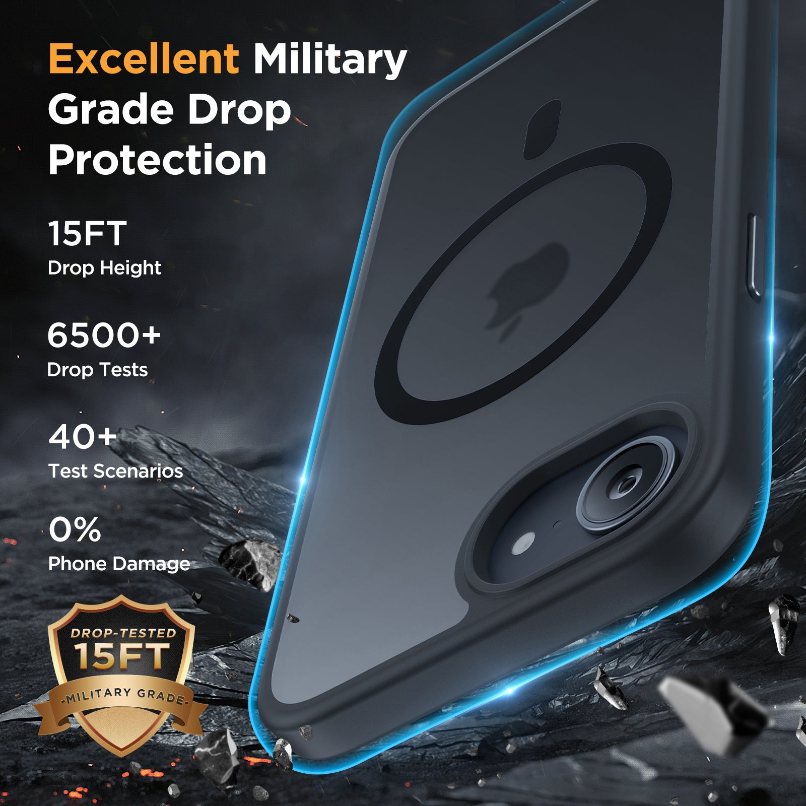 Miracase for iPhone 16e case & iPhone 17e Case for MagSafe [with 2×9H+ Screen Protectors] TOP Military-Grade Protection Shockproof with Velvet Touch for iPhone 16e/17e Phone Case 6.1", Matte Black