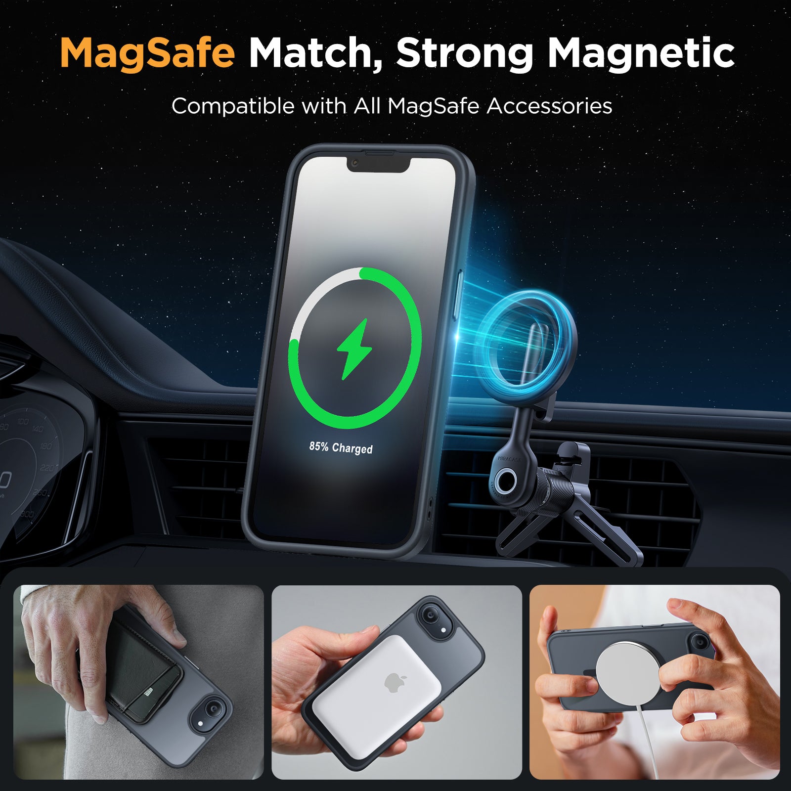 Miracase for iPhone 16e case & iPhone 17e Case for MagSafe [with 2×9H+ Screen Protectors] TOP Military-Grade Protection Shockproof with Velvet Touch for iPhone 16e/17e Phone Case 6.1", Matte Black