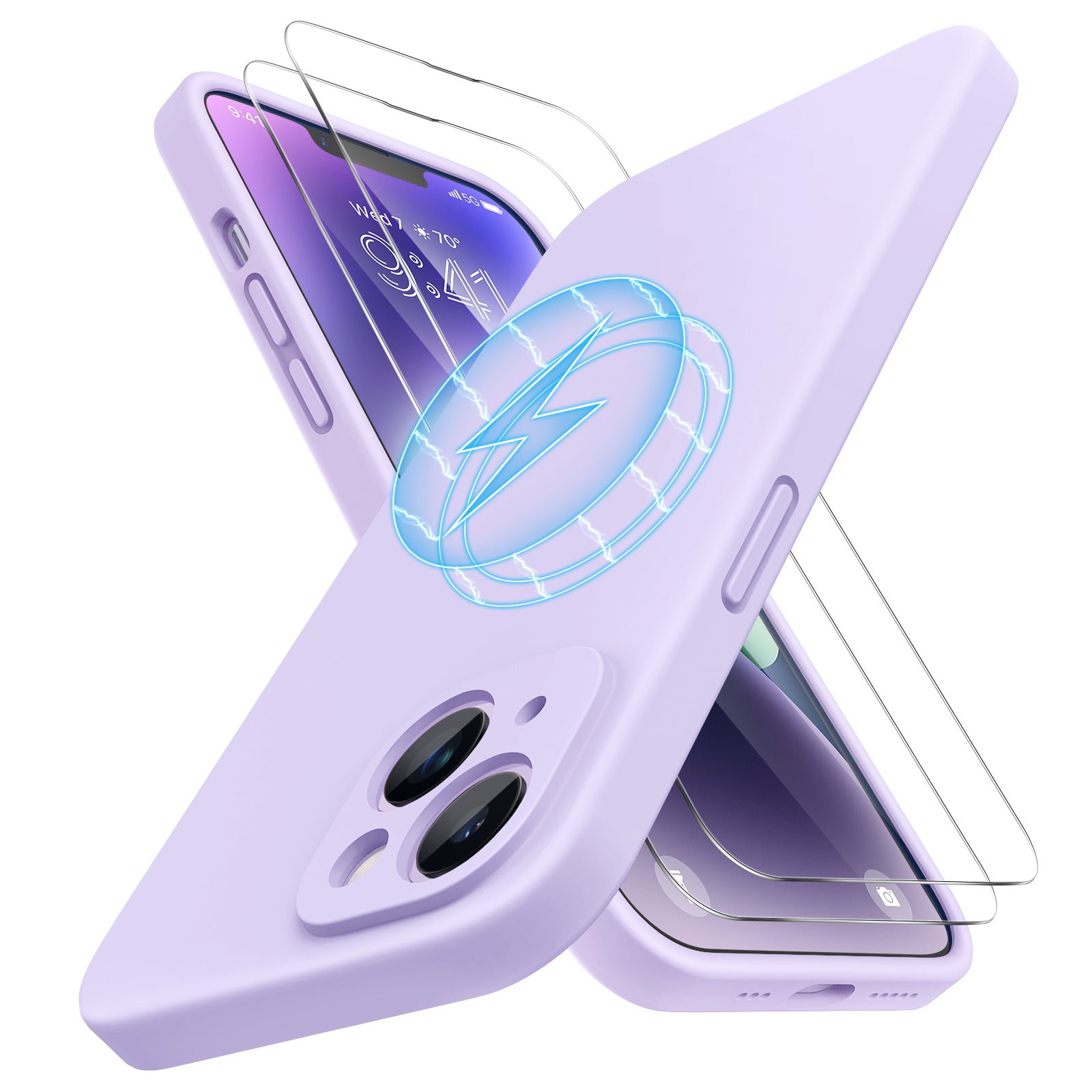 Miracase Designed for iPhone 14 Case, with 2 Pack Screen Protectors,[U