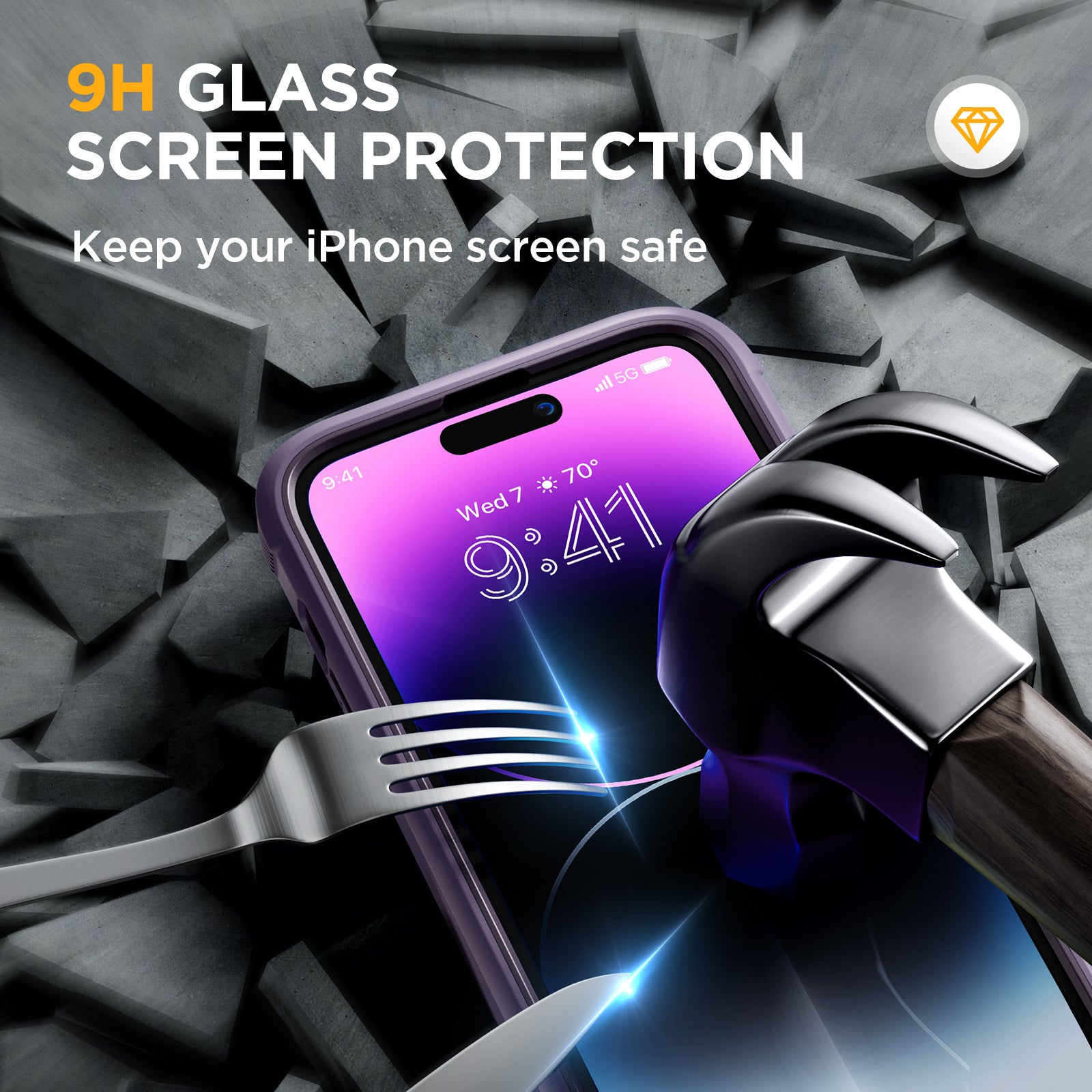 Miracase Glass Series Designed for iPhone 14 Pro Max Case 6.7 Inch, [2022 Newest] Full-Body Bumper Case with Built-in 9H Tempered Glass Screen Protector, with 2 Pcs Camera Lens Protectors