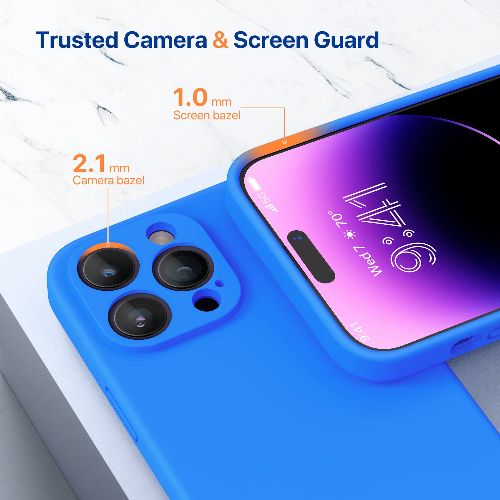 Miracase [3in1] Designed for iPhone 14 Pro Case, 2 Pack Screen Protector, Integrated Camera Protection, Ultra Thin Liquid Silicone Rubber Case Cover 6.1inch
