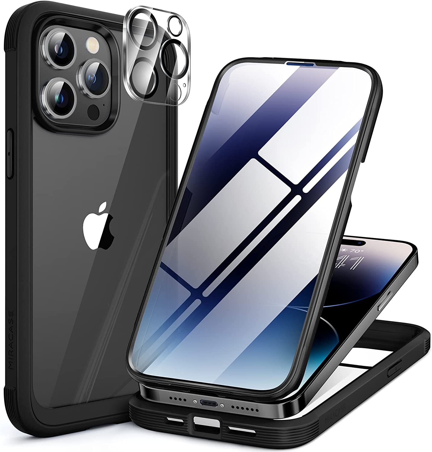 seacosmo iPhone 14 Pro Max Case 6.7 Inch, Full-Body Shockproof Case with  Built-in Glass Screen Protector and Camera Lens Protector Rubber Bumper Case  Cover for iPhone 14 Pro Max 2022- Black/Clear: 