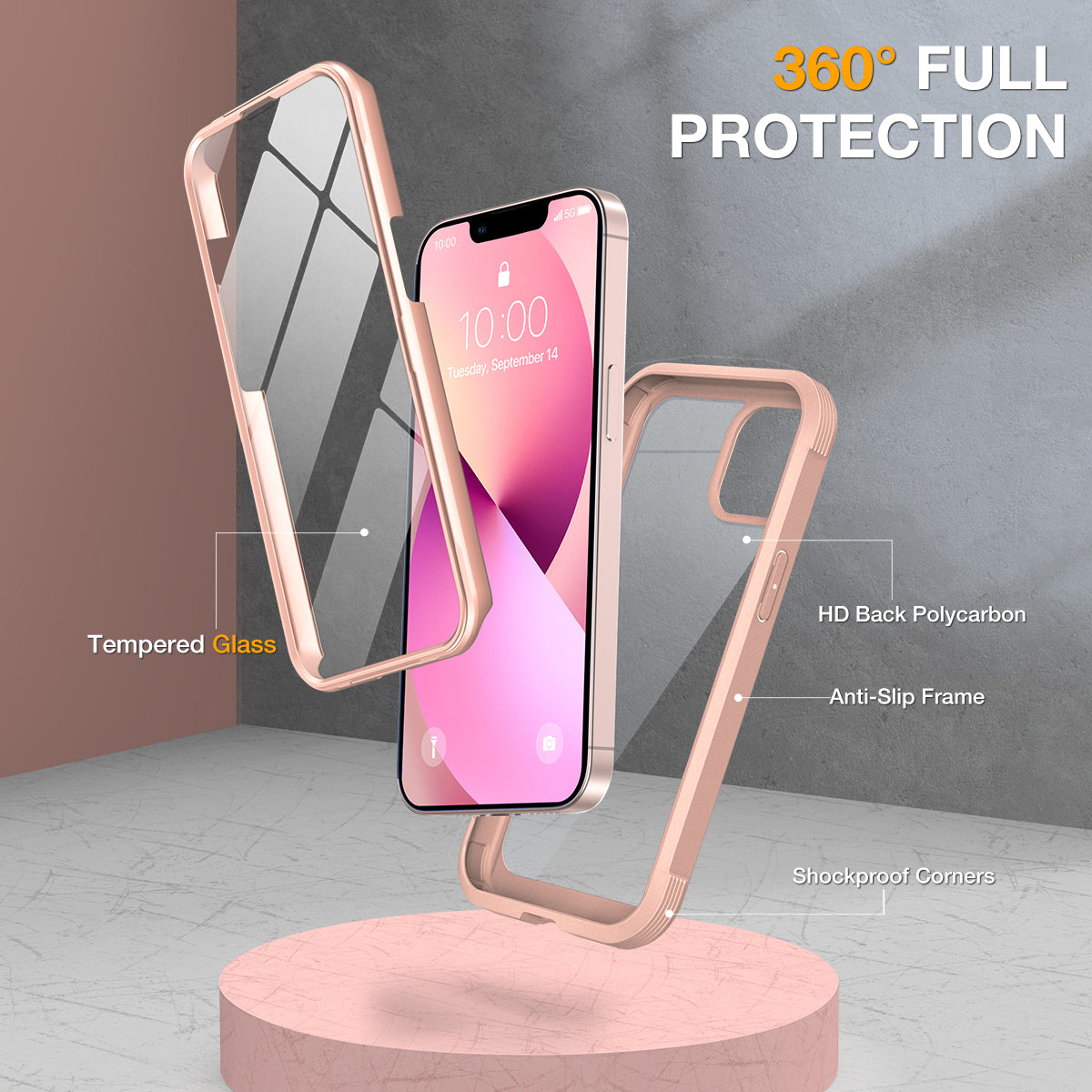 Miracase Compatible with iPhone 13 case 6.1 inch, [Glass Instead Plastic] with Built-in 9H Tempered Glass Screen Protector for iPhone 13,2021 Upgrade Full-Body Glass Clear Case