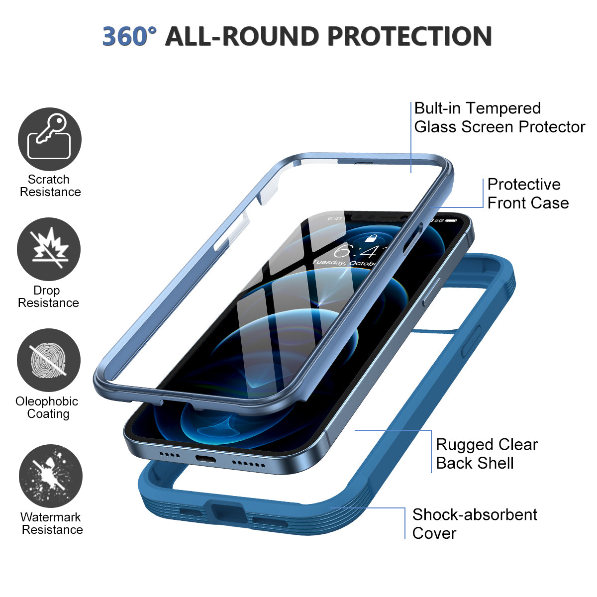 Glass Screen Protector Case for iPhone 12 Pro Max
