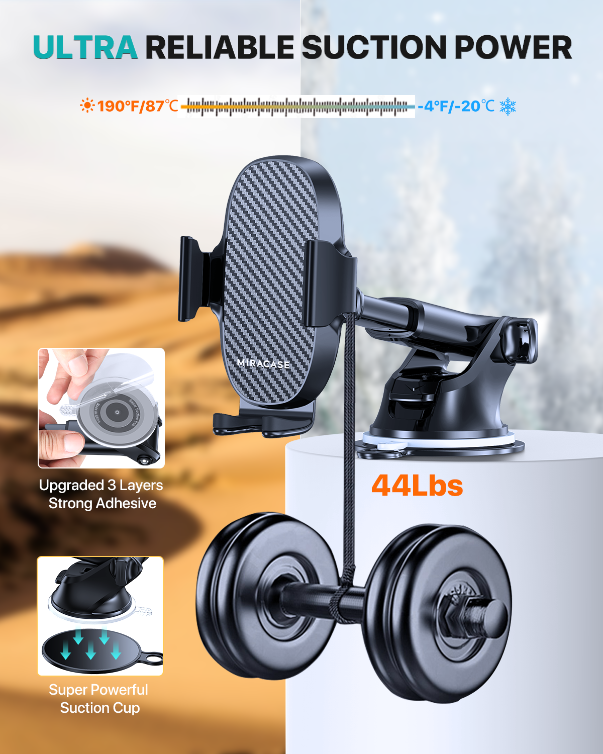 Phone Holder for Car [Military-Grade Suction]Phone Stand for Car Phone  Holder Mount [Super Stable] Automobile Cell Phone Holder Car Mount for  iPhone