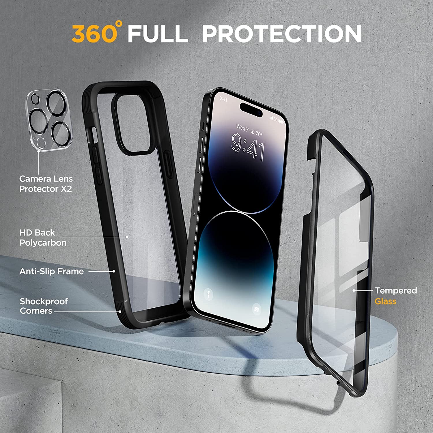 2 protections en verre trempé 9H pour iPhone 14Plus/13 Pro Max