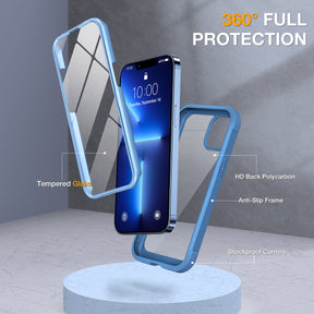 Miracase Glass Case for iPhone 13 Pro Max 6.7 inch, 2022 Upgrade Full-Body Clear Bumper Case with Built-in 9H Tempered Glass Screen Protector for iPhone 13 Pro Max