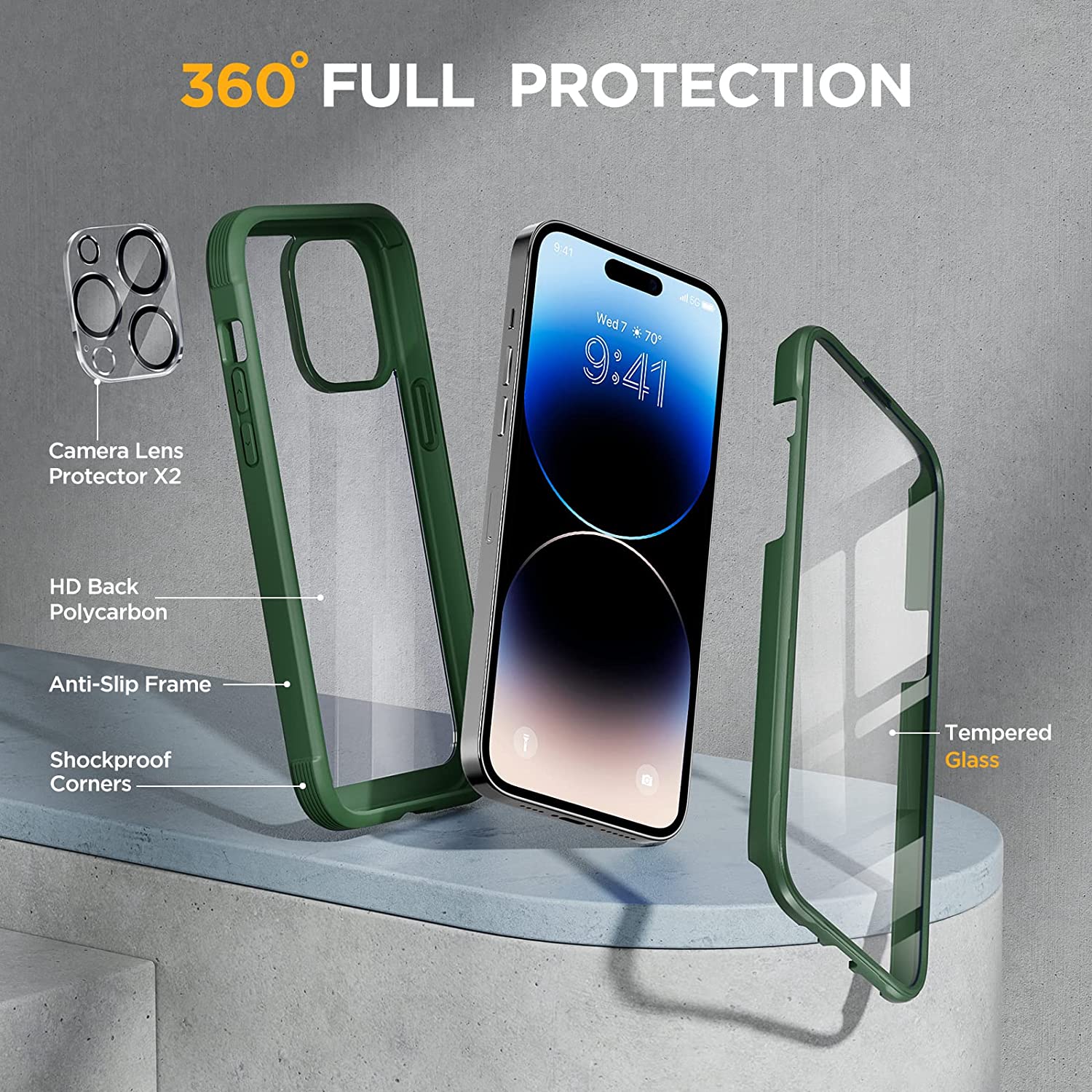 602i1952 Miracase iPhone13 用 ケース スマホケース iphone13 用 カバー 9H 強化ガラス 2021 6.1インチ  フルカバー 360°保護 - 携帯電話、スマートフォン