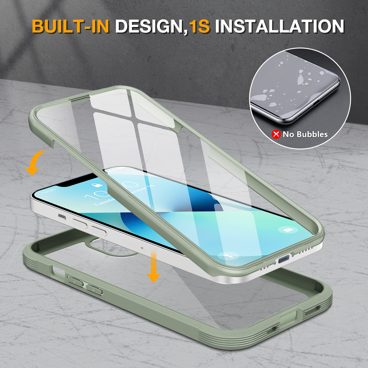Miracase Compatible with iPhone 13 case 6.1 inch, [Glass Instead Plastic] with Built-in 9H Tempered Glass Screen Protector for iPhone 13,2021 Upgrade Full-Body Glass Clear Case